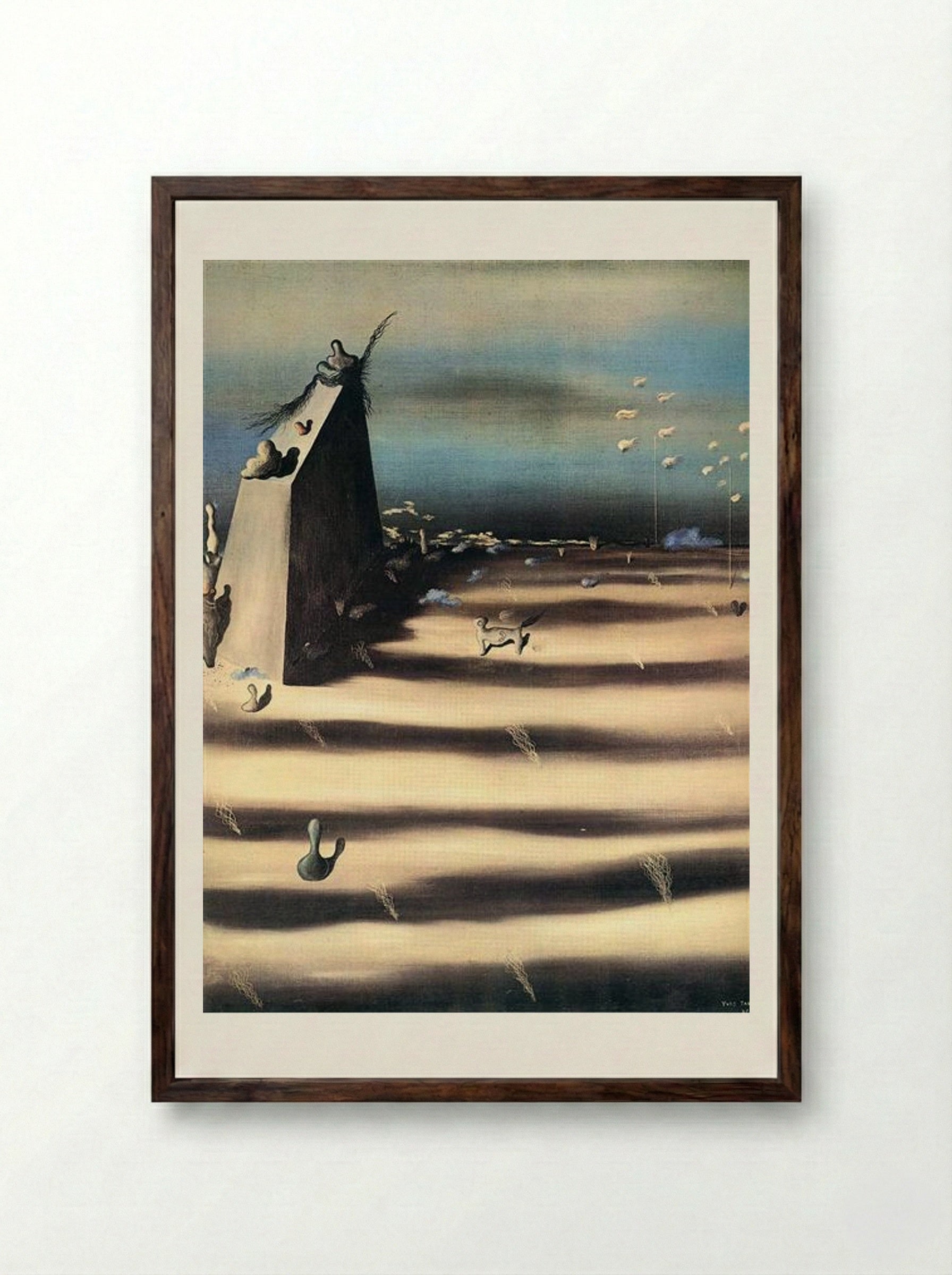 Large Painting Representing a Landscape - Yves Tanguy - Framed Print Dark Wood