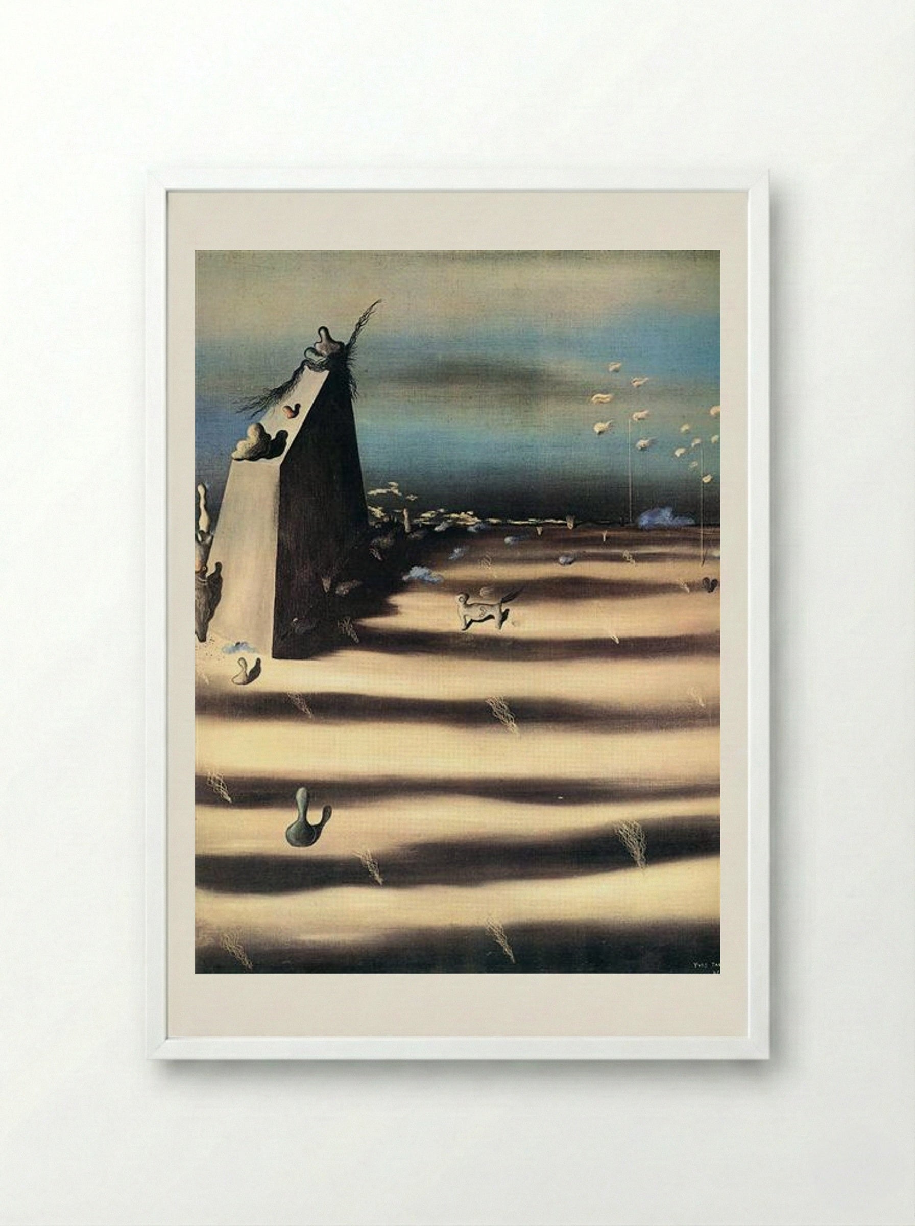 Large Painting Representing a Landscape - Yves Tanguy - Framed Print White