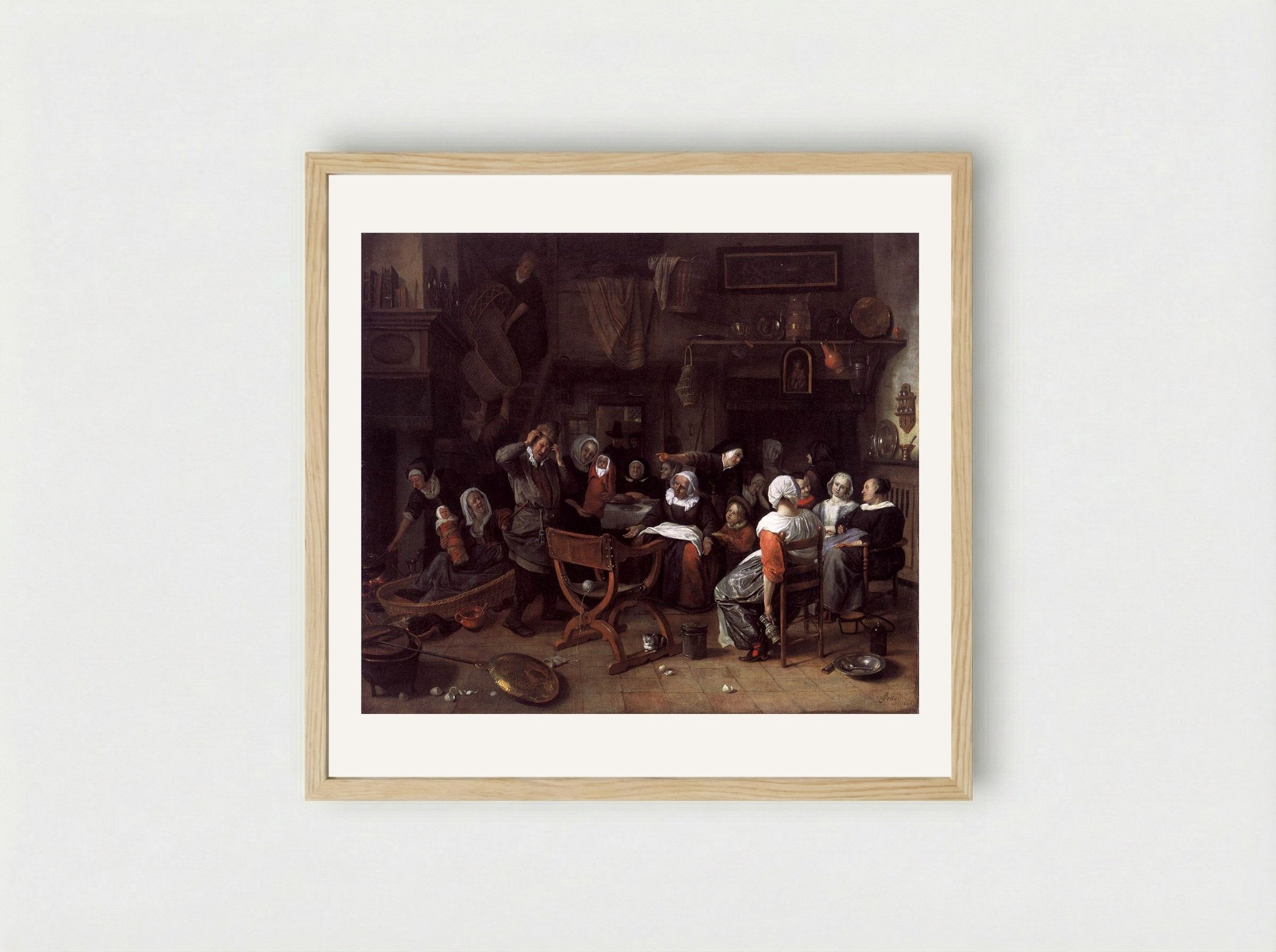 The Twin Birth Celebration - Jan Steen - Framed Print Wood