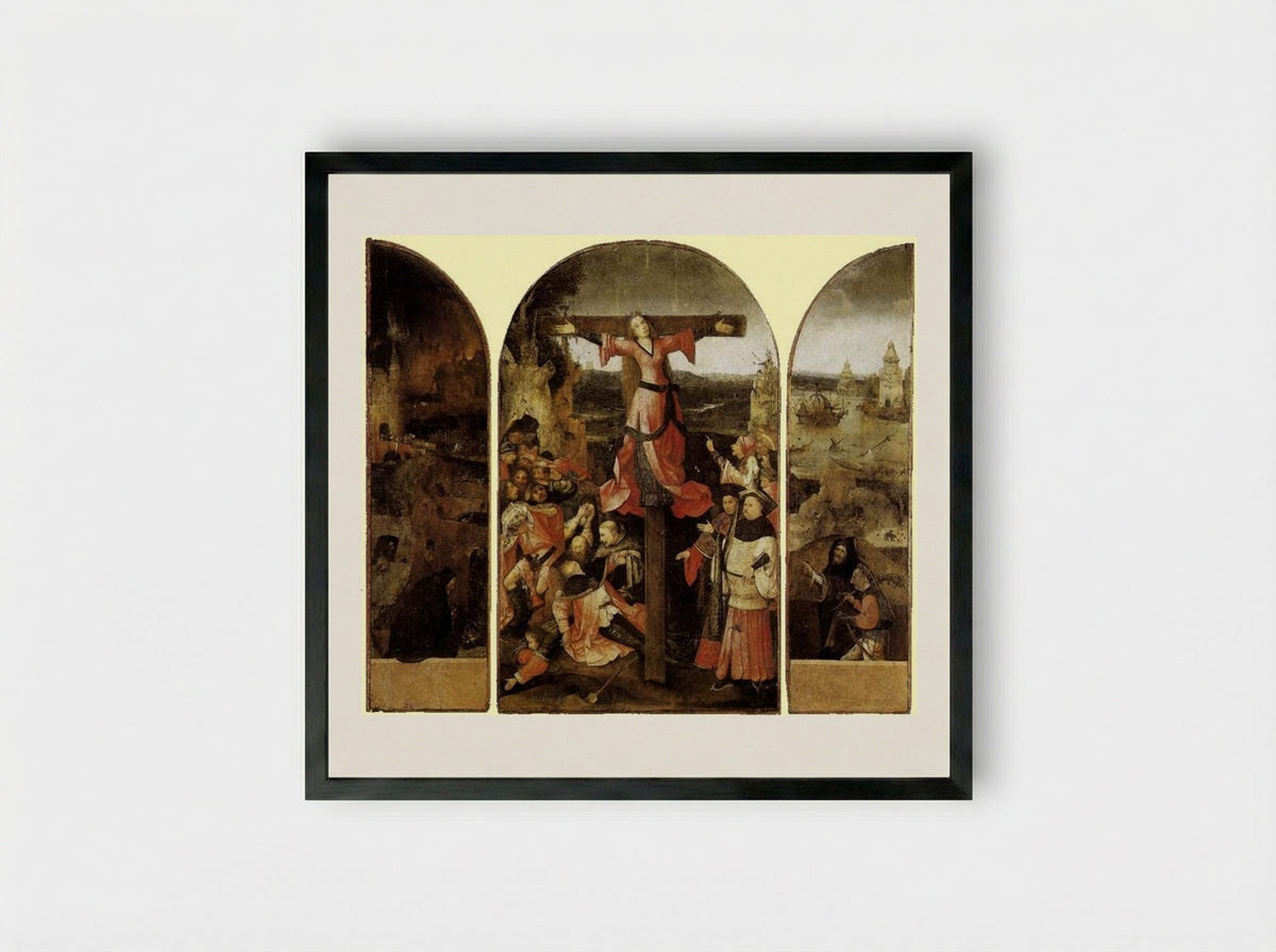 St. Liberata Triptych - Hieronymus Bosch - Framed Print Black