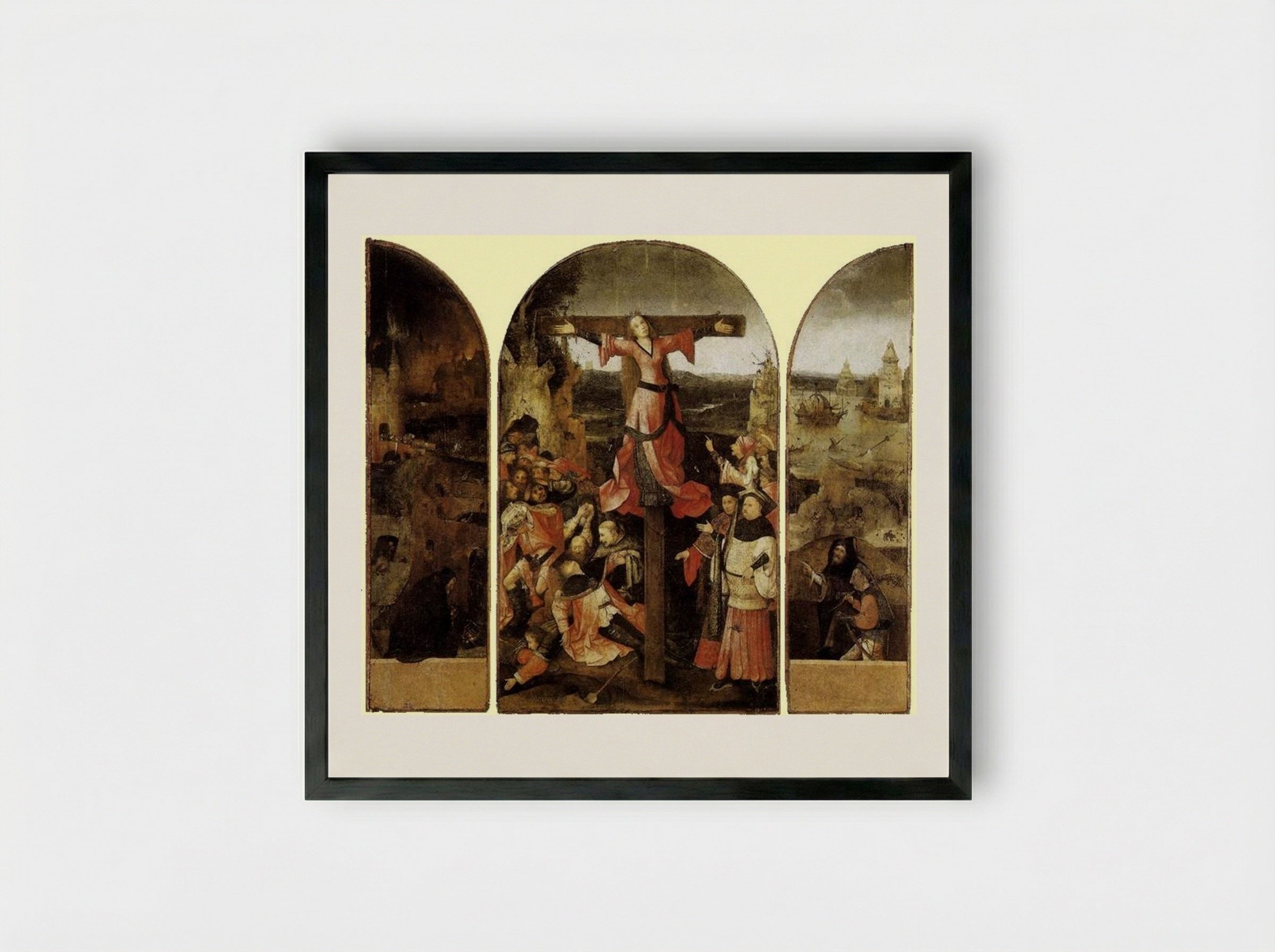 St. Liberata Triptych - Hieronymus Bosch - Framed Print Black