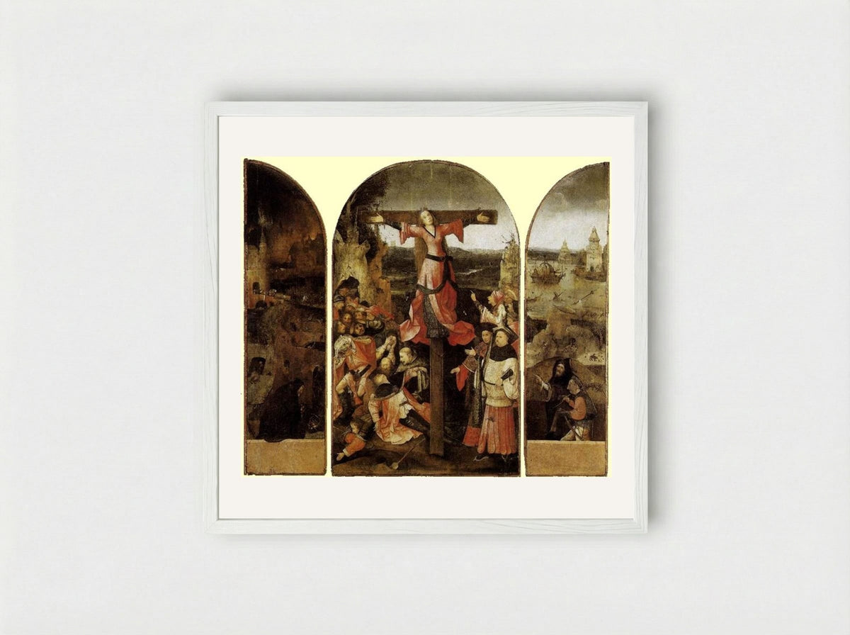 St. Liberata Triptych - Hieronymus Bosch - Framed Print White