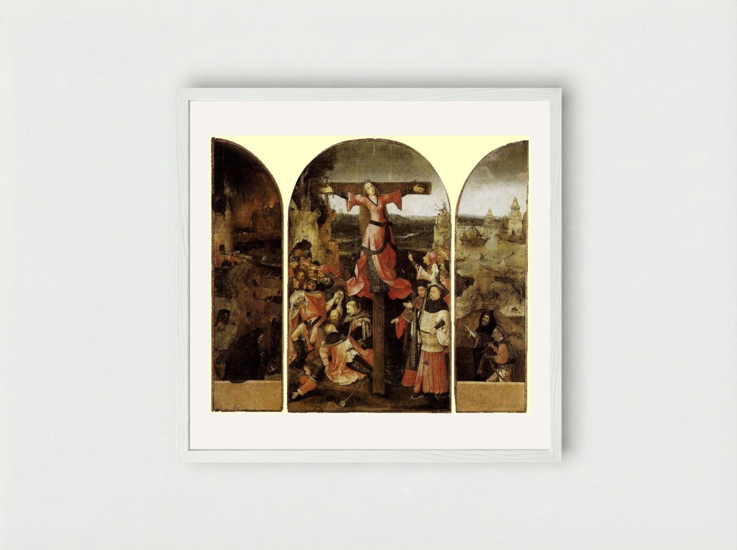 St. Liberata Triptych - Hieronymus Bosch - Framed Print White