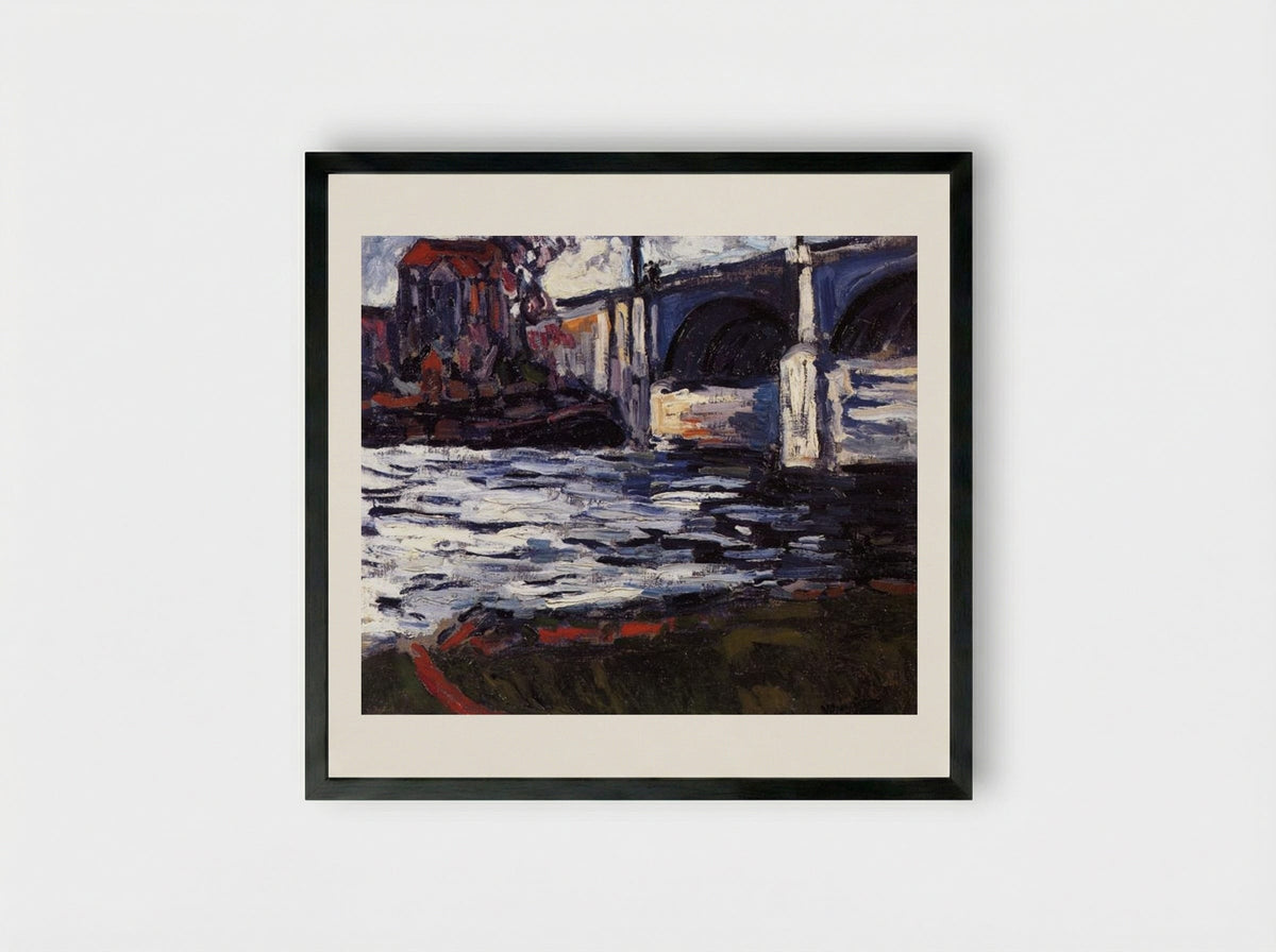 The Seine and the Chatou Bridge - Maurice de Vlaminck - Framed Print Black