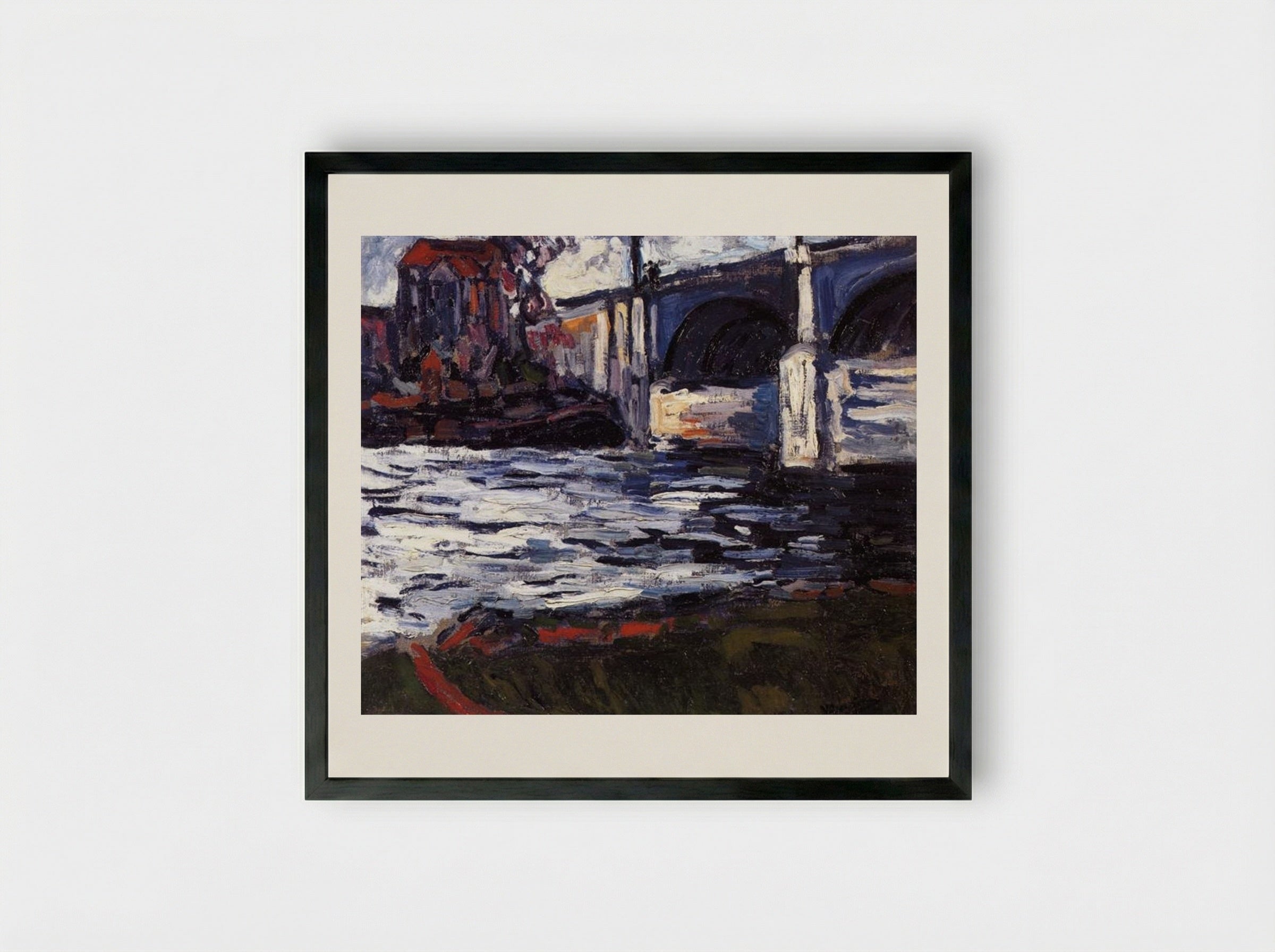 The Seine and the Chatou Bridge - Maurice de Vlaminck - Framed Print Black