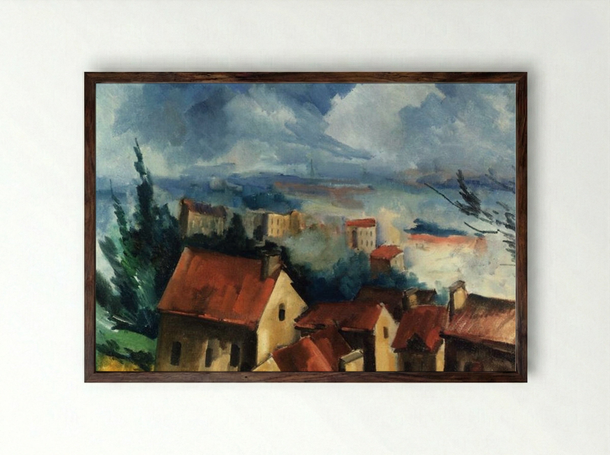 Beauce Landscape - Maurice de Vlaminck - Framed Print Dark Wood