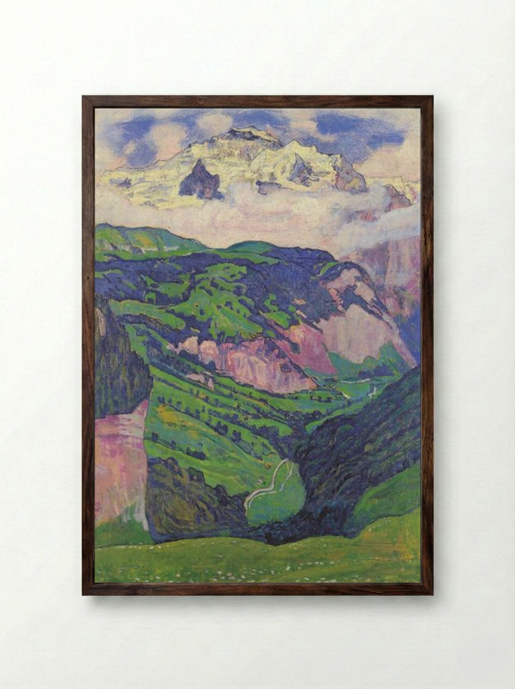 The Lady of the Isenfluh - Ferdinand Hodler - Framed Print Dark Wood