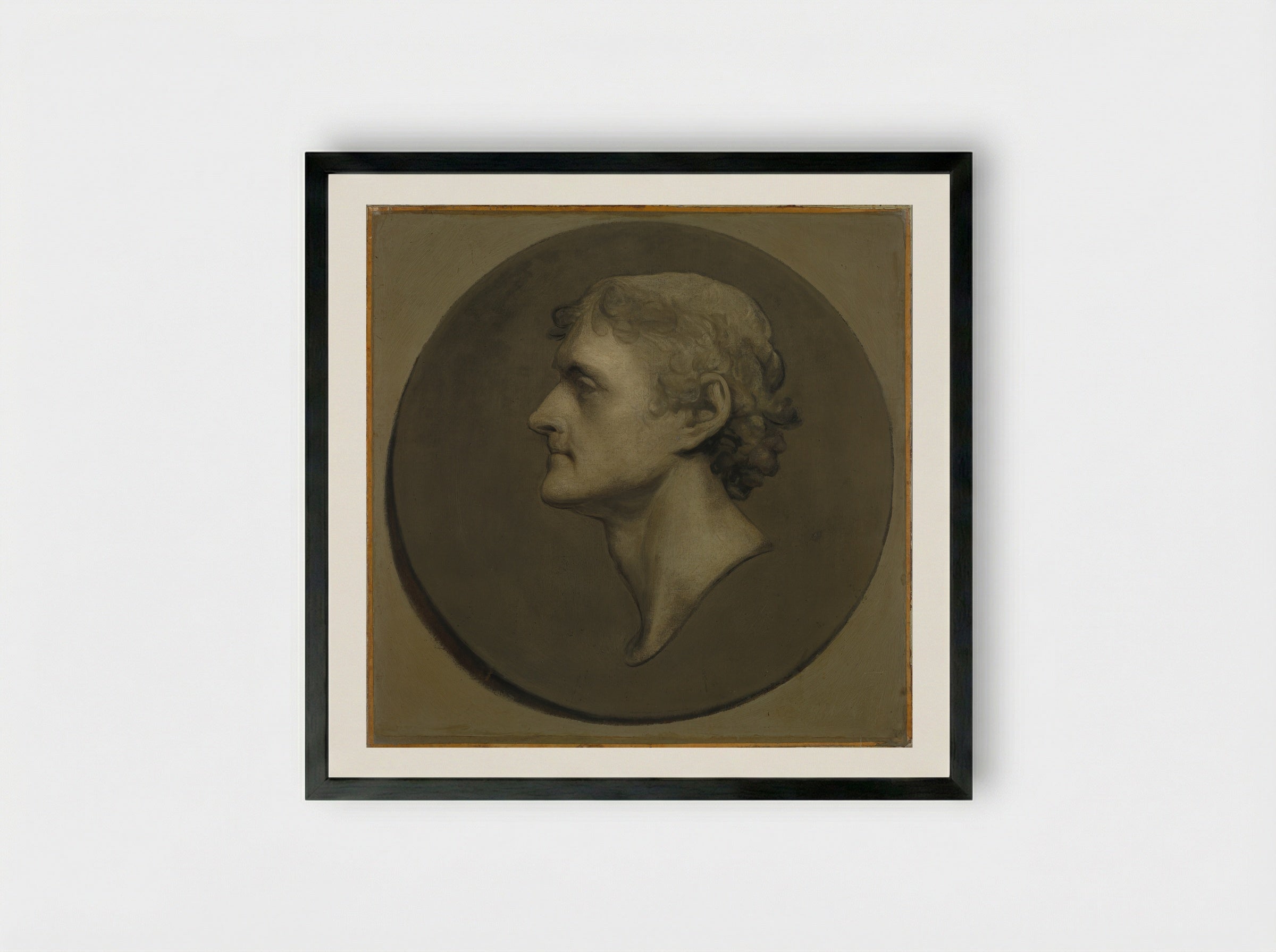 Thomas Jefferson (The Medallion Portrait) - Gilbert Stuart - Framed Print Black