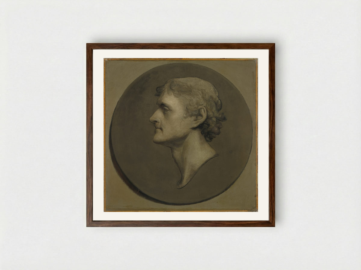 Thomas Jefferson (The Medallion Portrait) - Gilbert Stuart - Framed Print Dark Wood