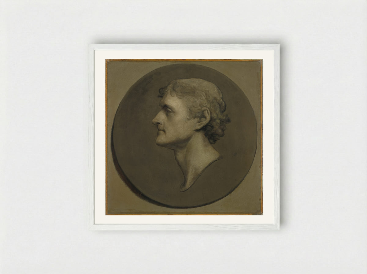 Thomas Jefferson (The Medallion Portrait) - Gilbert Stuart - Framed Print White