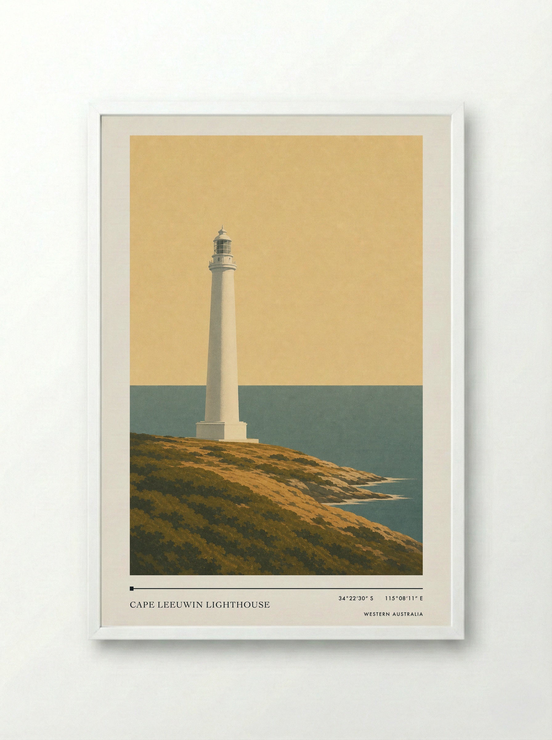 Cape Leeuwin Lighthouse Travel Poster Artwork - Framed Print White