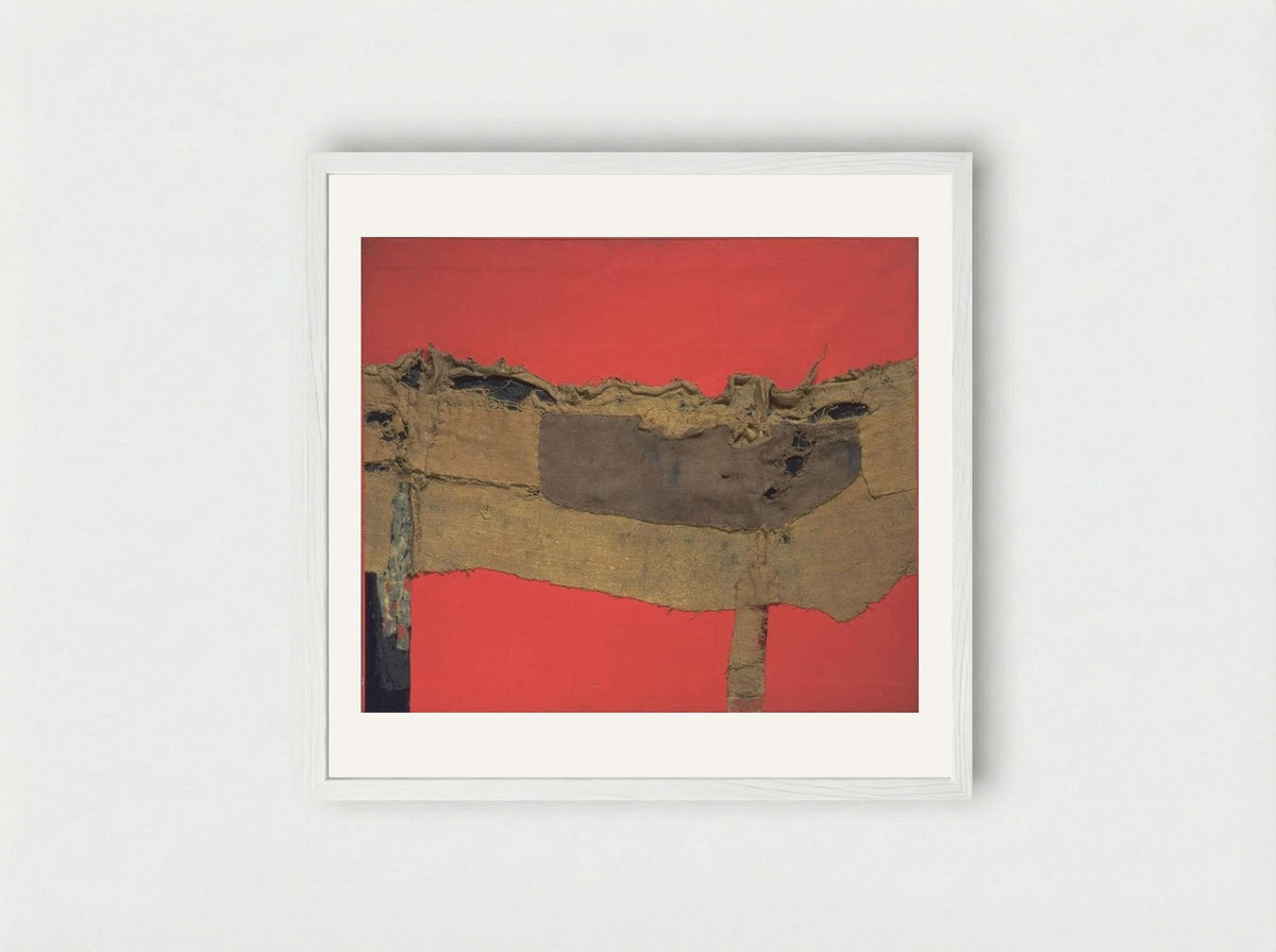 Sacking and Red - Alberto Burri - Framed Print White
