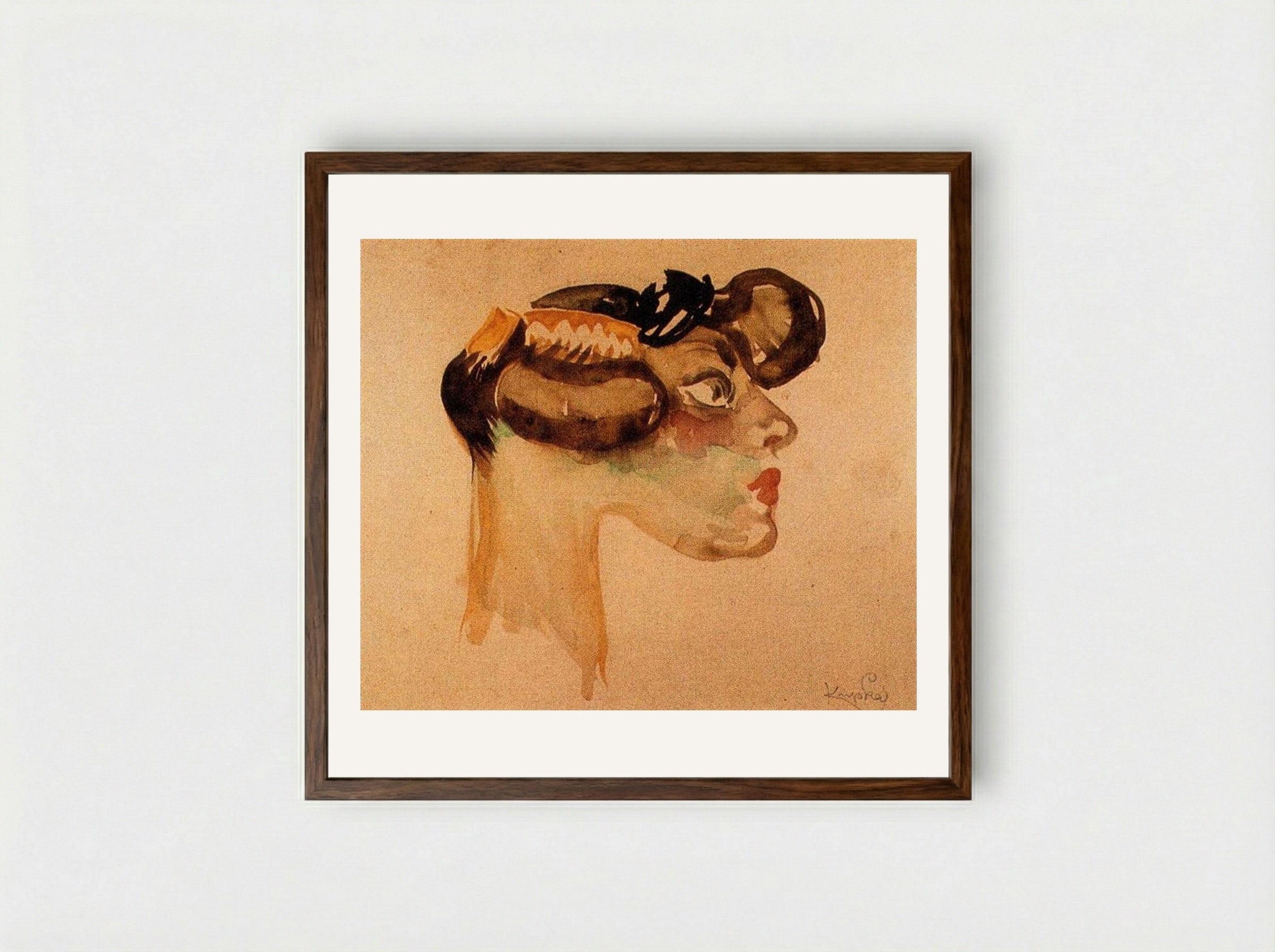Head of a Woman - Frantisek Kupka - Framed Print Dark Wood