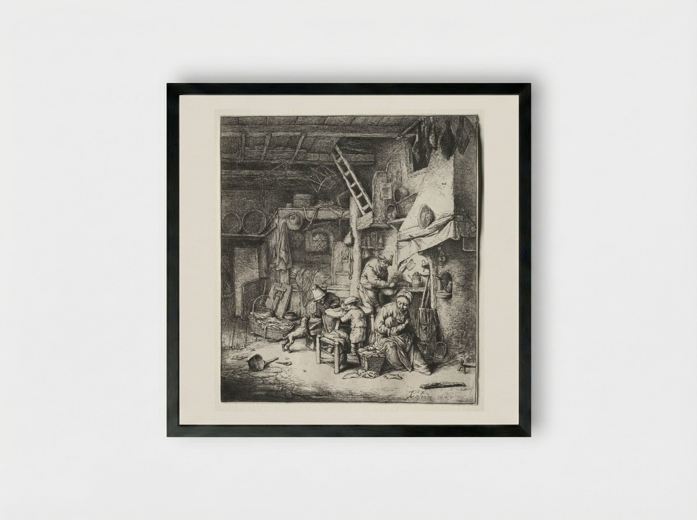 The Family - Adriaen van Ostade - Framed Print Black