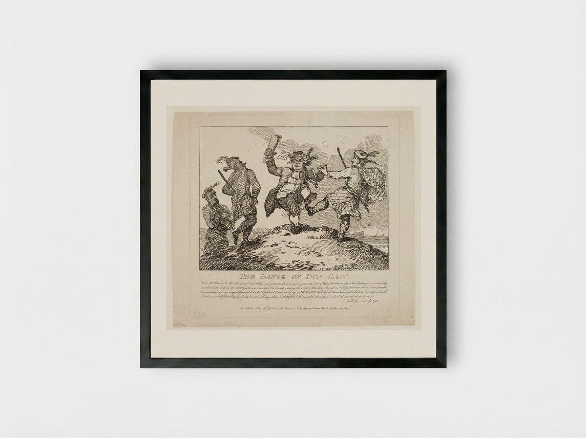 The Dance on Dun-Can - Thomas Rowlandson - Framed Print Black
