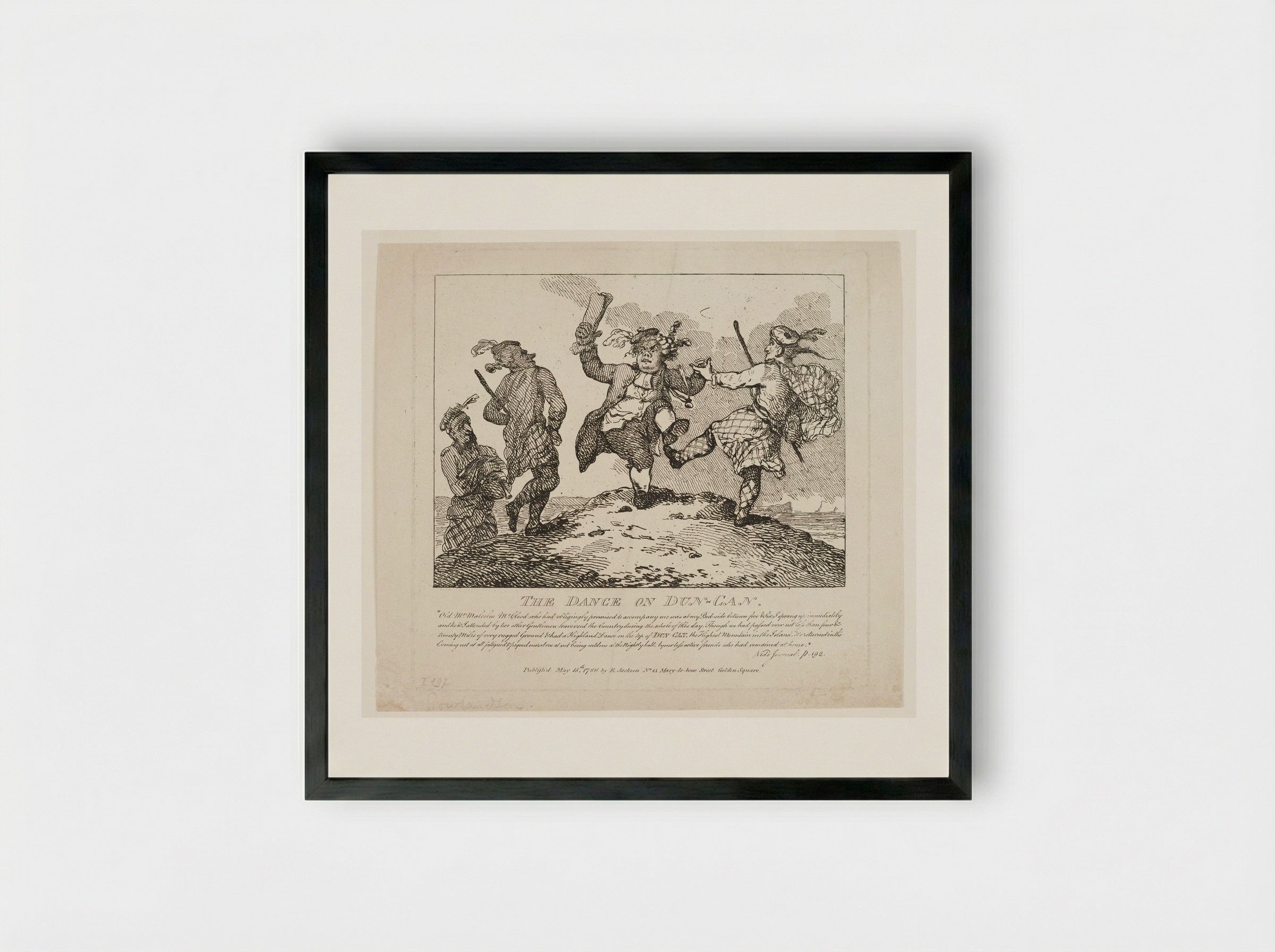 The Dance on Dun-Can - Thomas Rowlandson - Framed Print Black