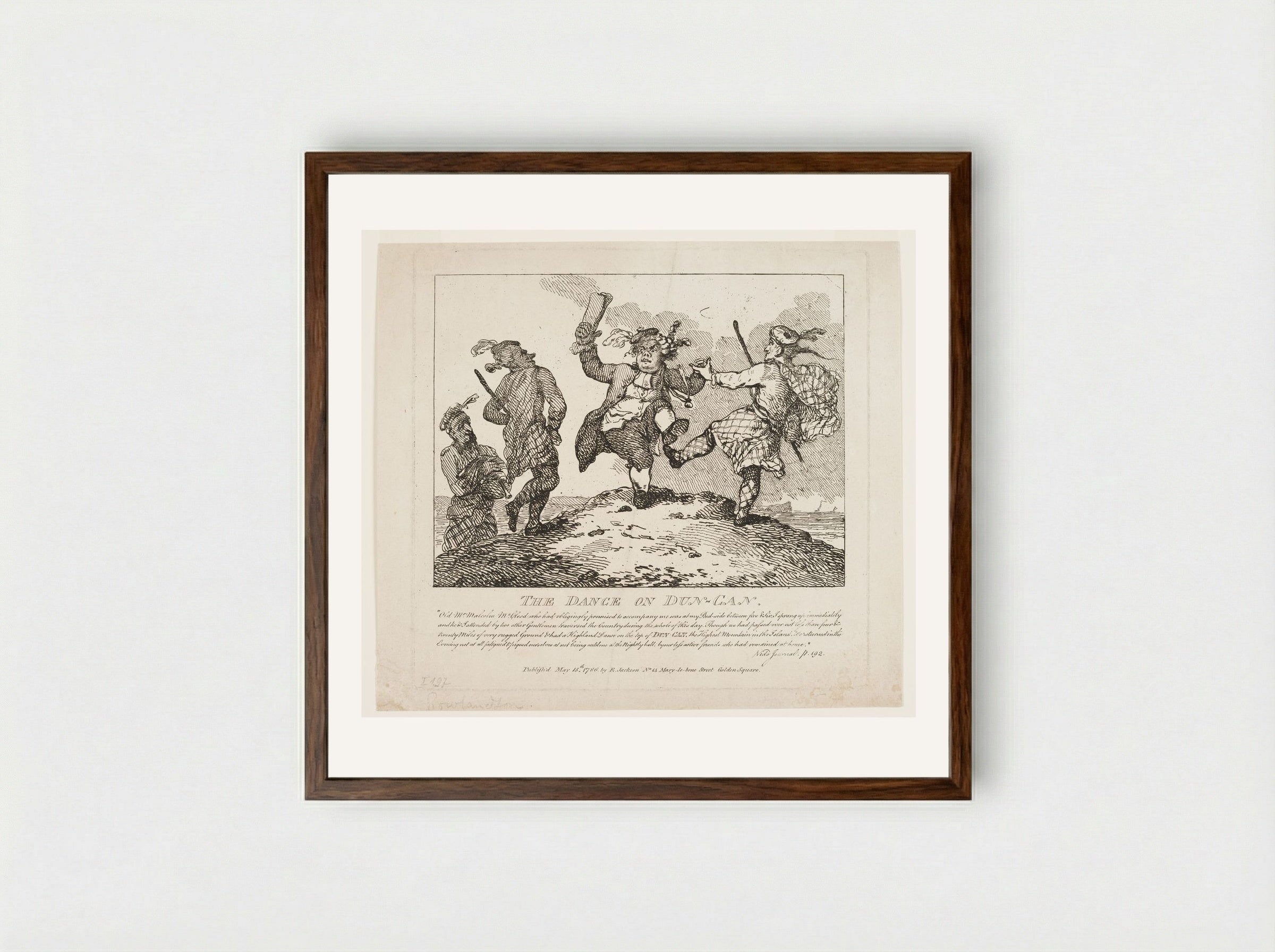The Dance on Dun-Can - Thomas Rowlandson - Framed Print Dark Wood