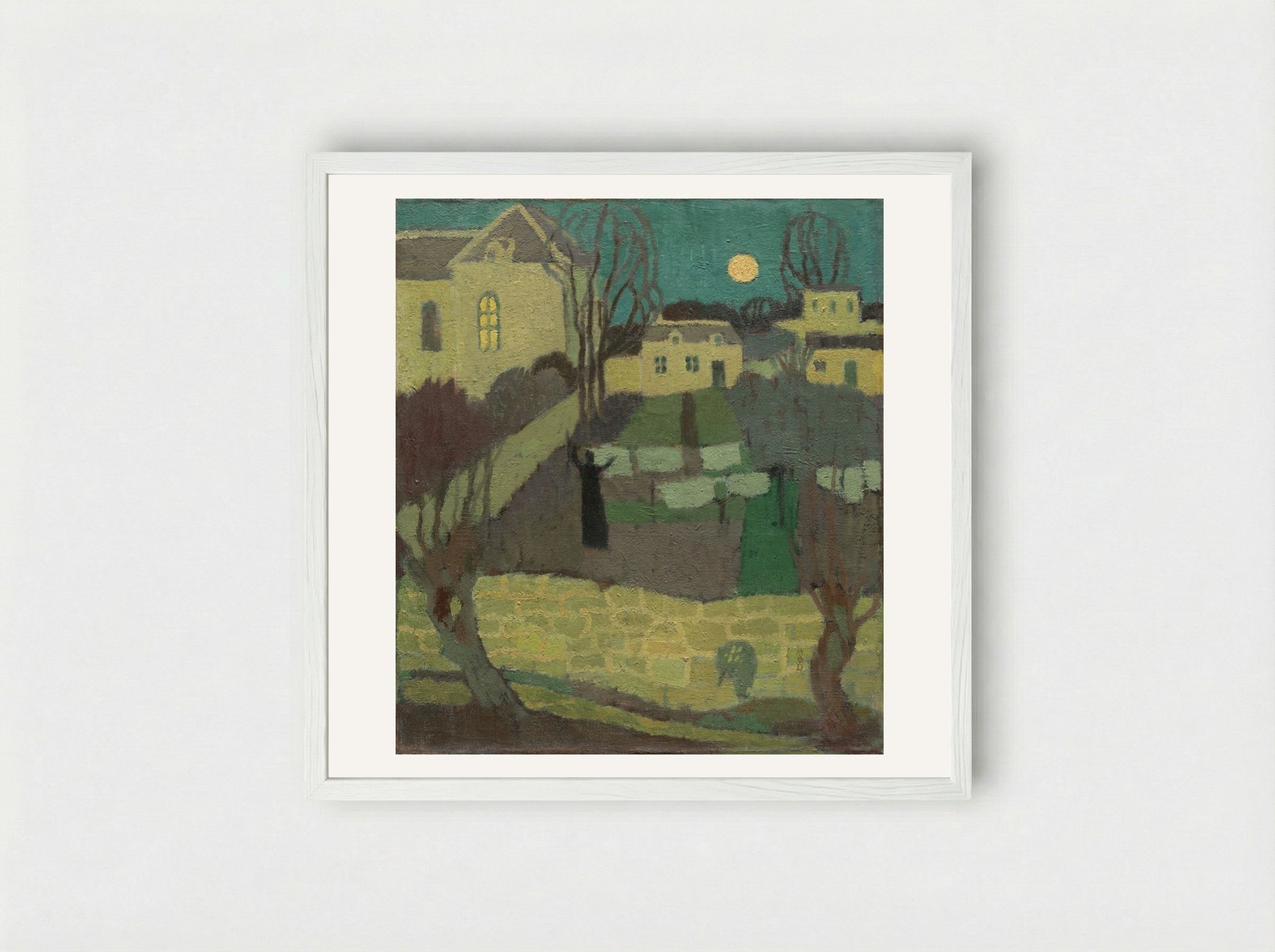 Drying the Linen, or Moonrise at the Priory - Maurice Denis - Framed Print White