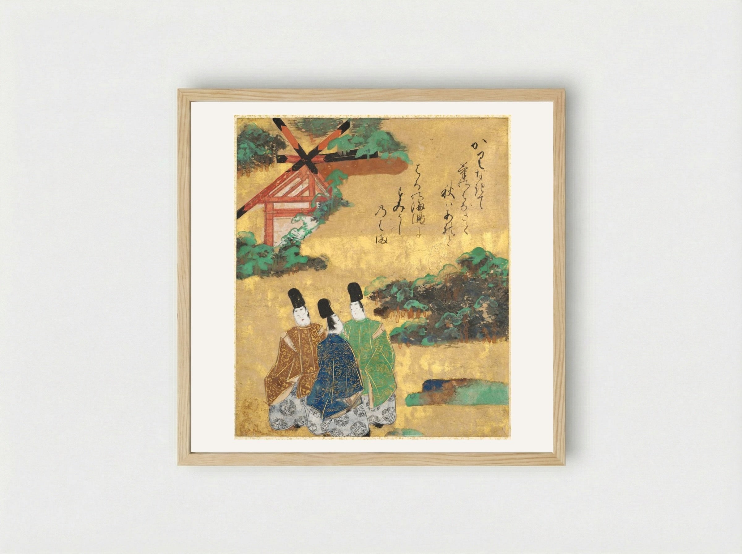 The Beach at Sumiyoshi from the Tales of Ise - Tawaraya Sōtatsu - Framed Print Wood
