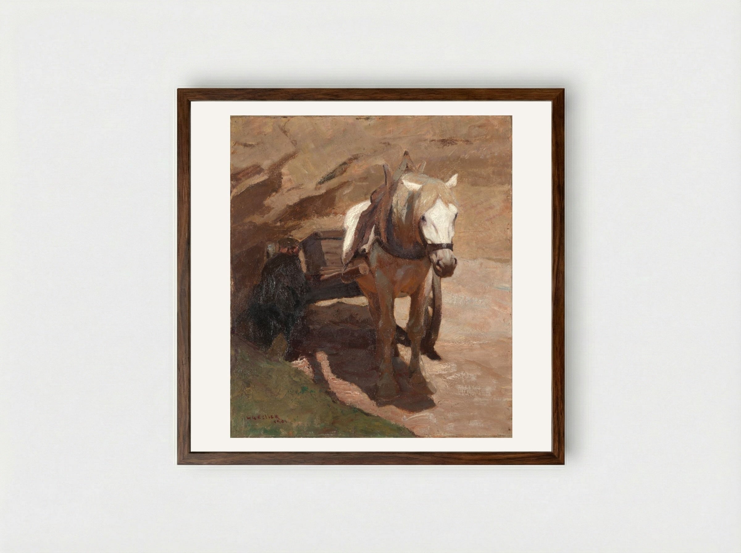 In the Sand-pit - Henry Keller - Framed Print Dark Wood