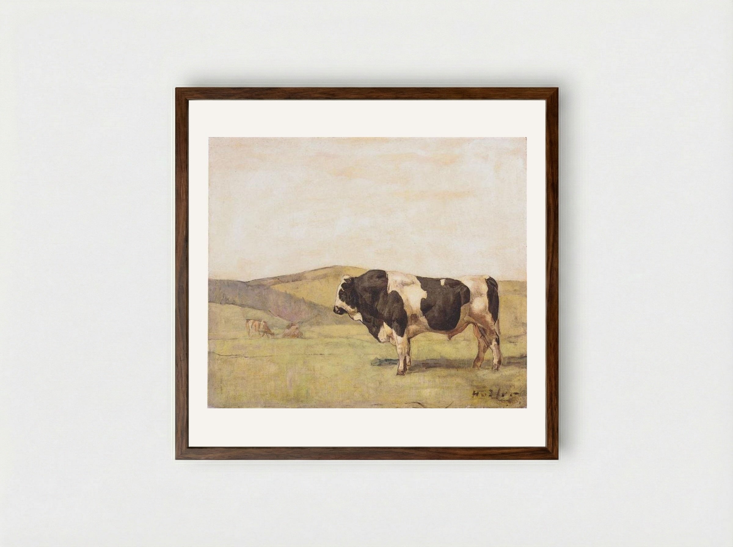 The Bull - Ferdinand Hodler - Framed Print Dark Wood