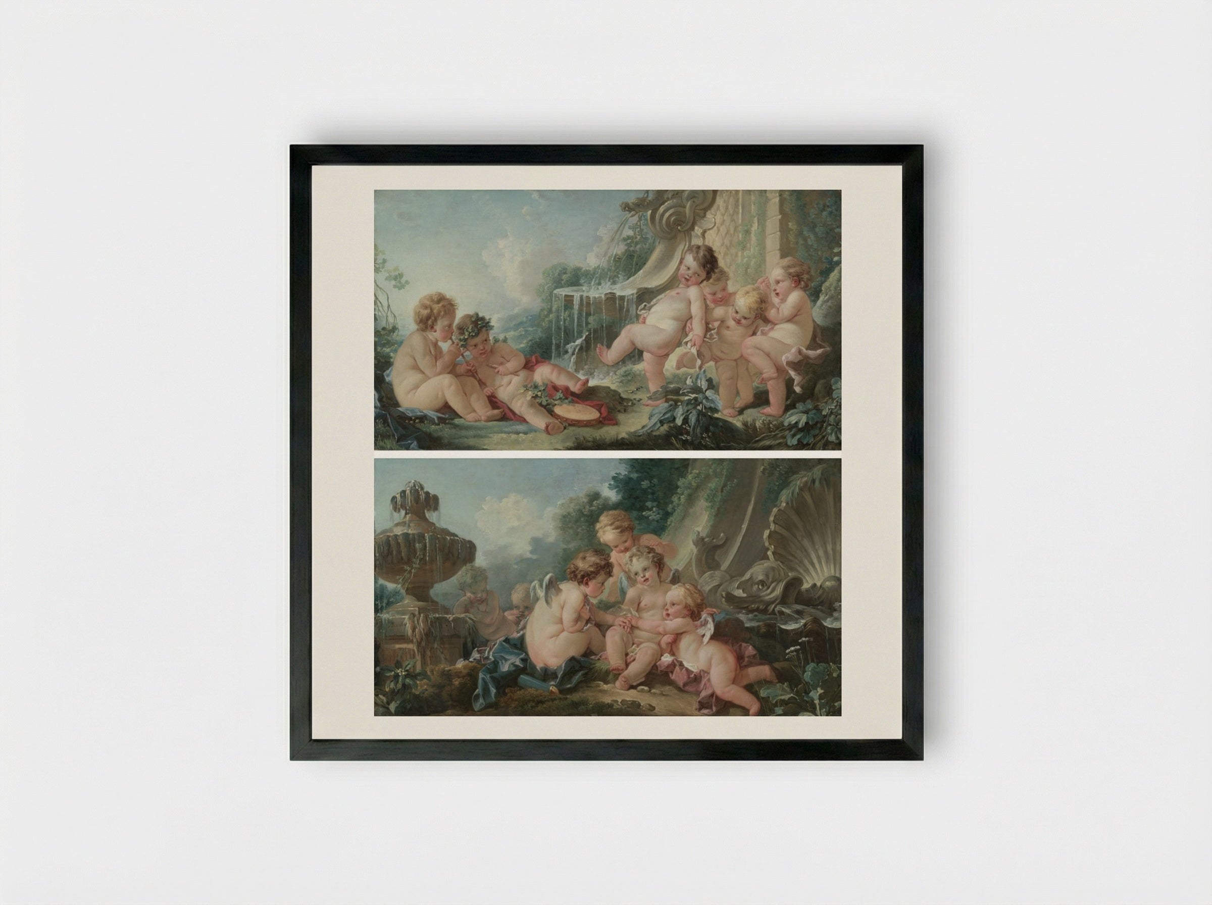 Music and Dance and Cupids in Conspiracy - François Boucher - Framed Print Black