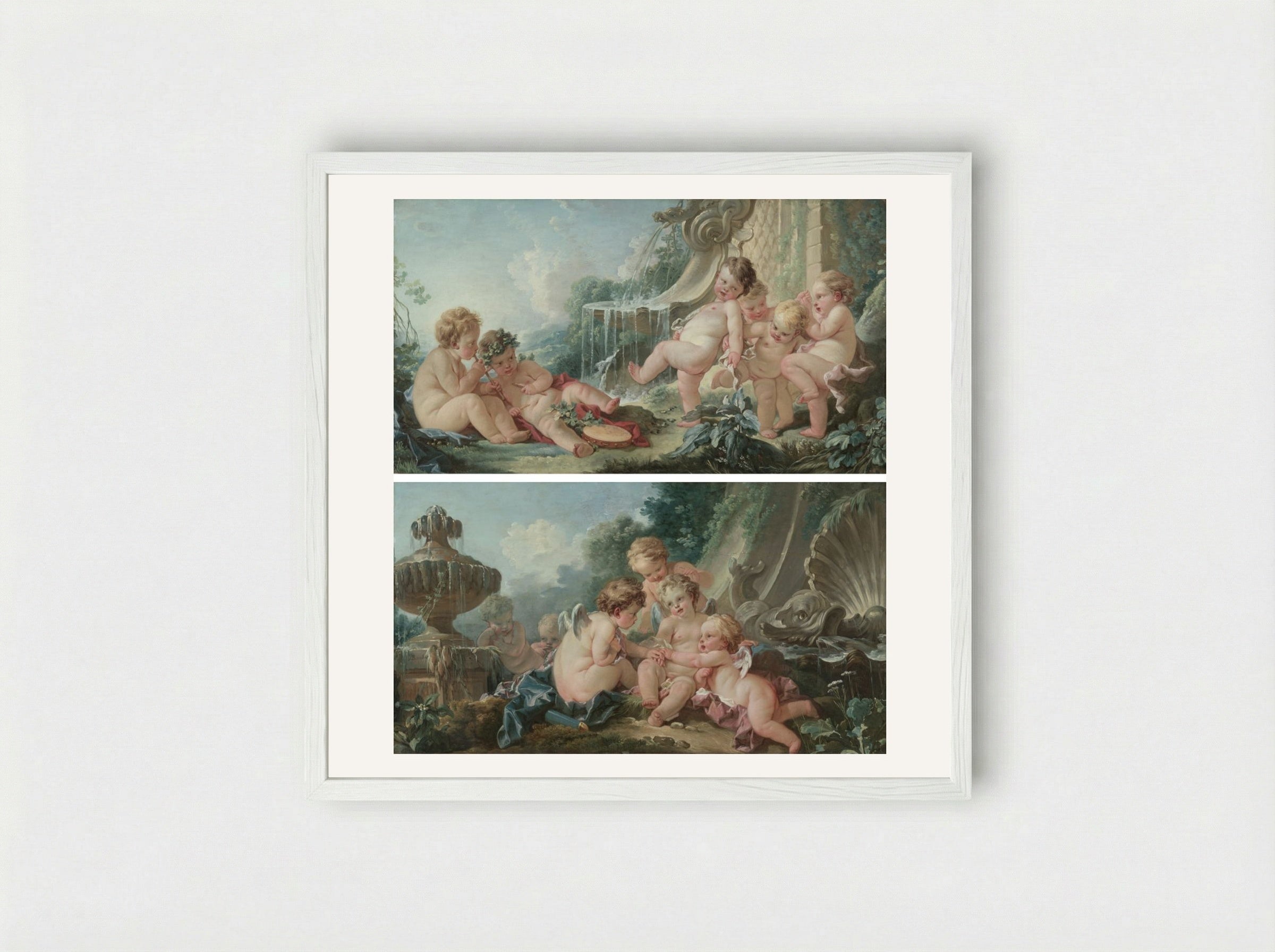 Music and Dance and Cupids in Conspiracy - François Boucher - Framed Print White