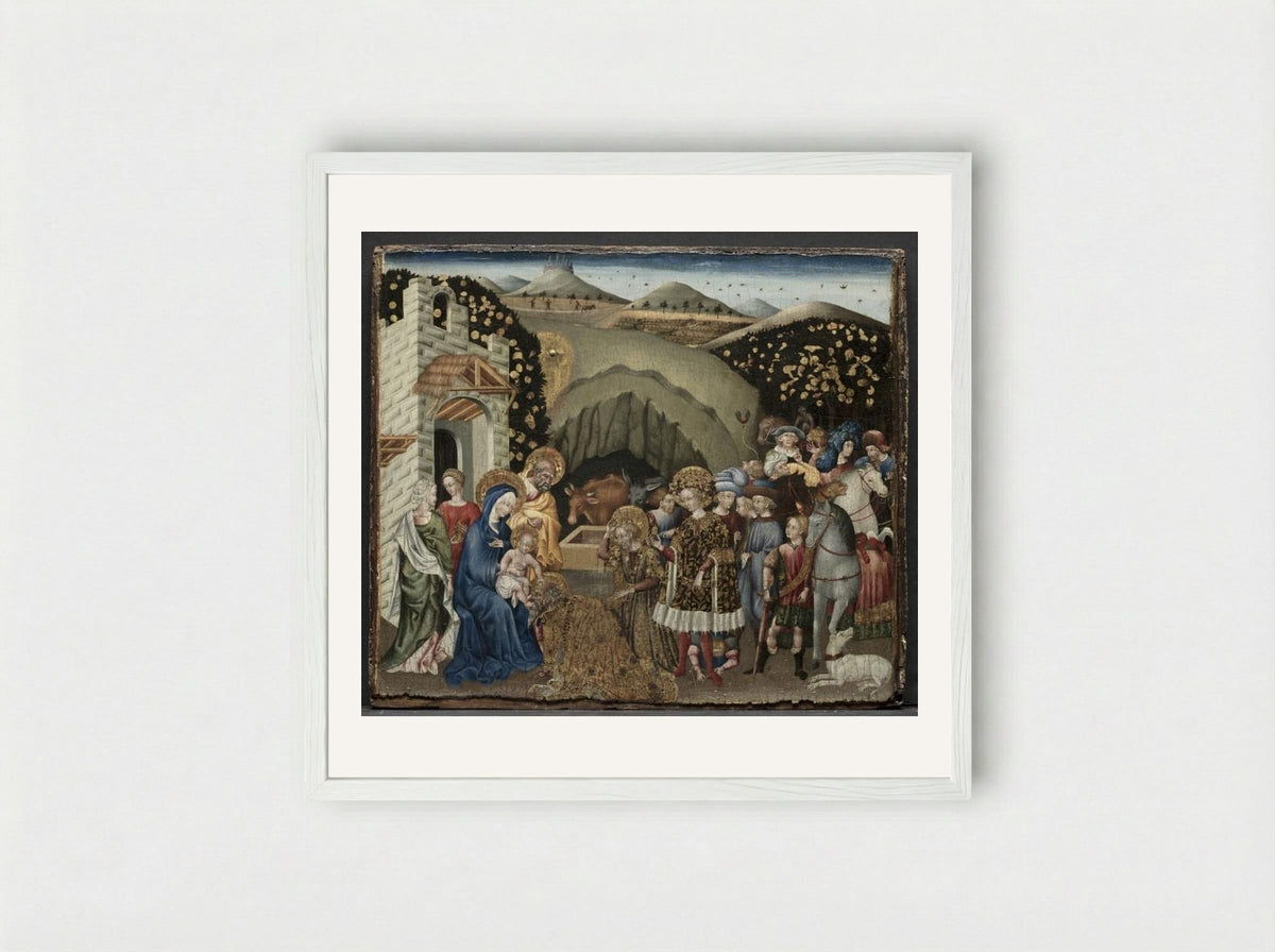 The Adoration of the Magi - Giovanni di Paolo - Framed Print White