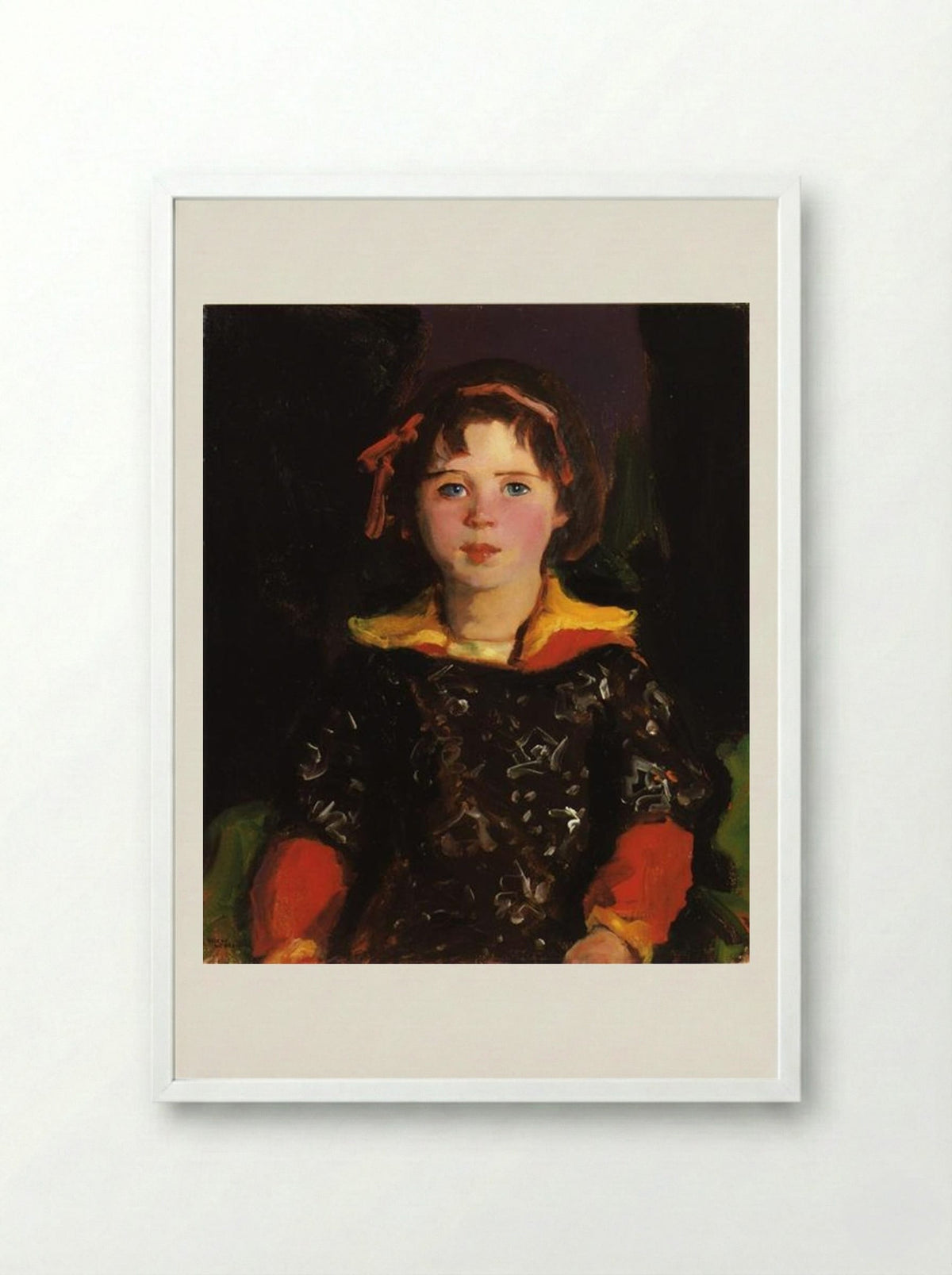 Bridgie (Girl with Chinese Dress) - Robert Henri - Framed Print White