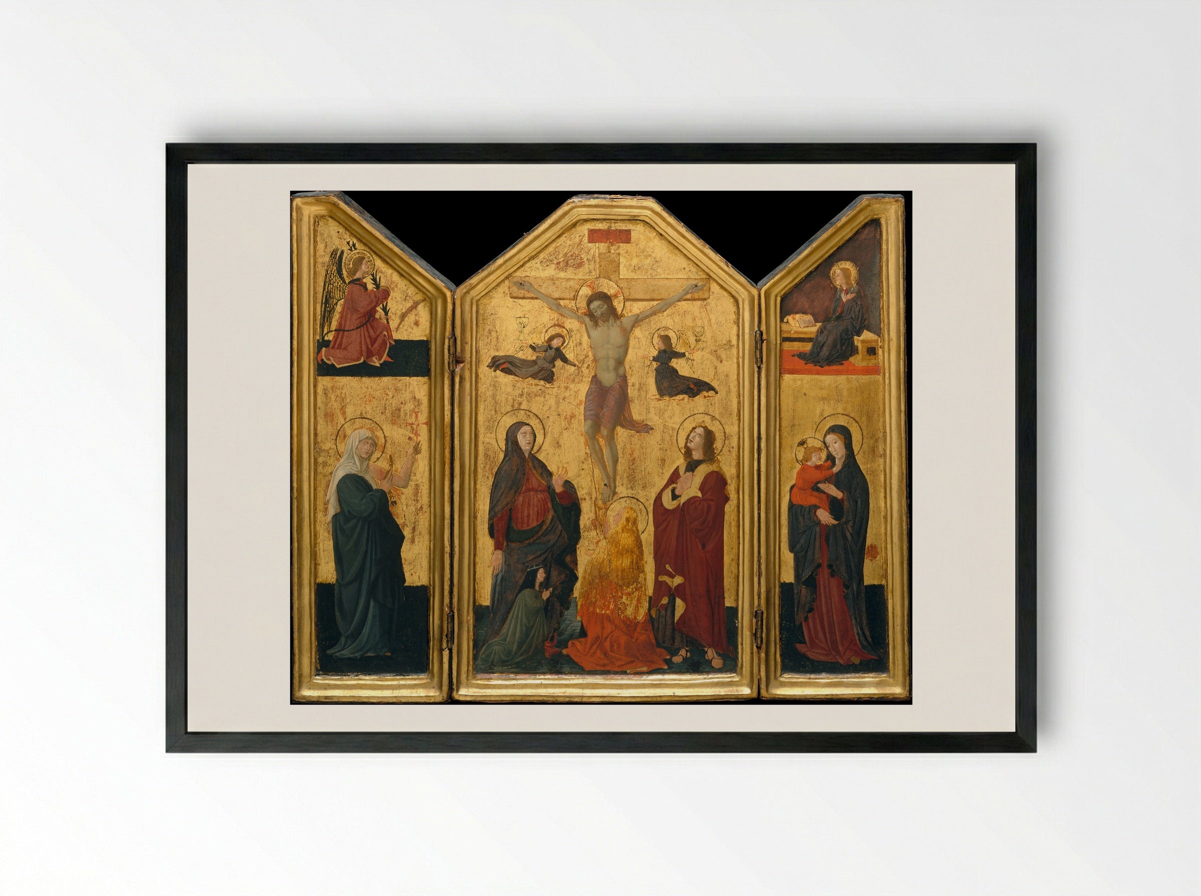 Crucifixion (Triptych) - Paolo Uccello - Framed Print Black