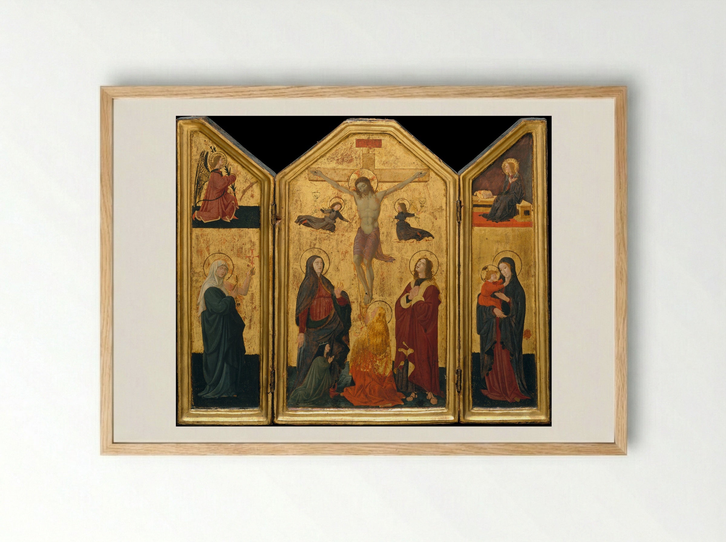 Crucifixion (Triptych) - Paolo Uccello - Framed Print Wood