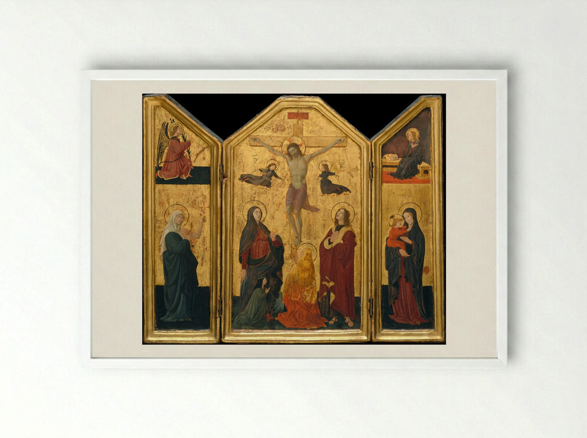 Crucifixion (Triptych) - Paolo Uccello - Framed Print White