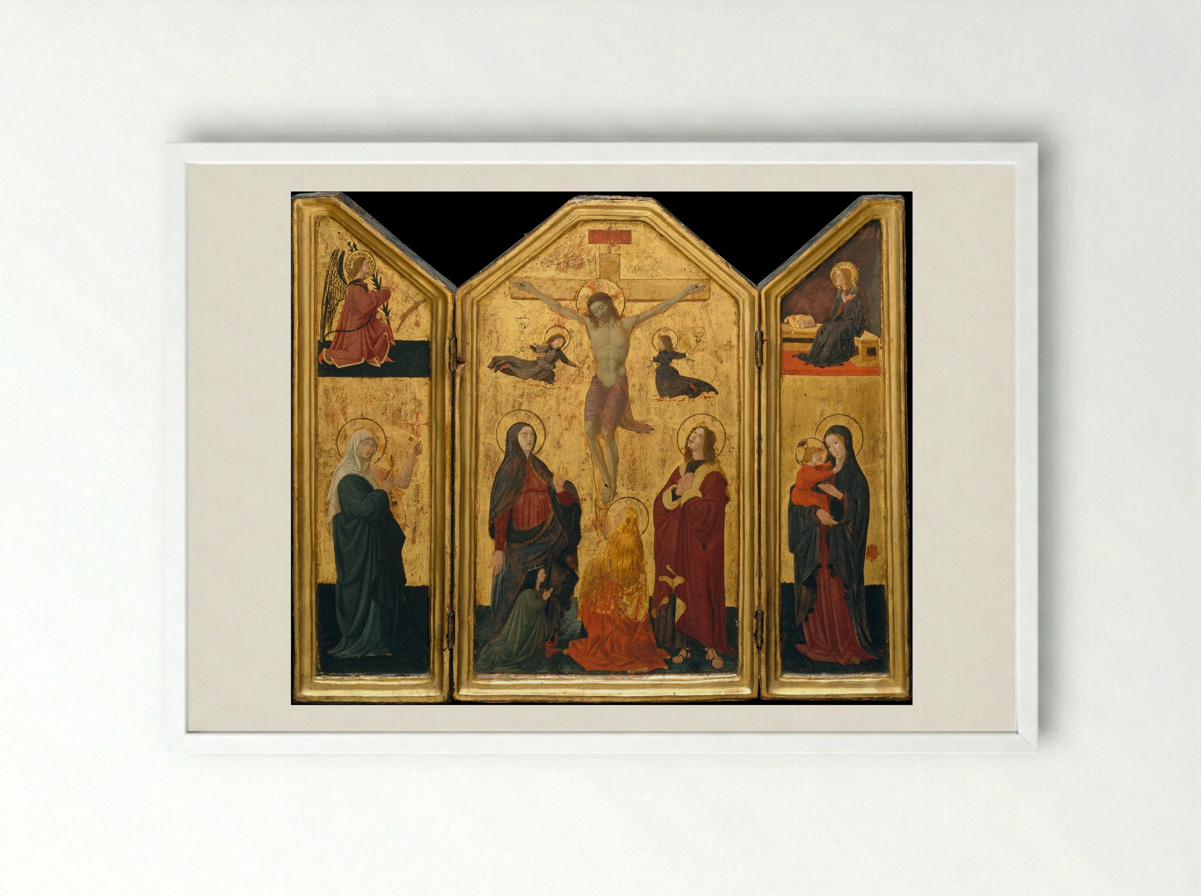 Crucifixion (Triptych) - Paolo Uccello - Framed Print White