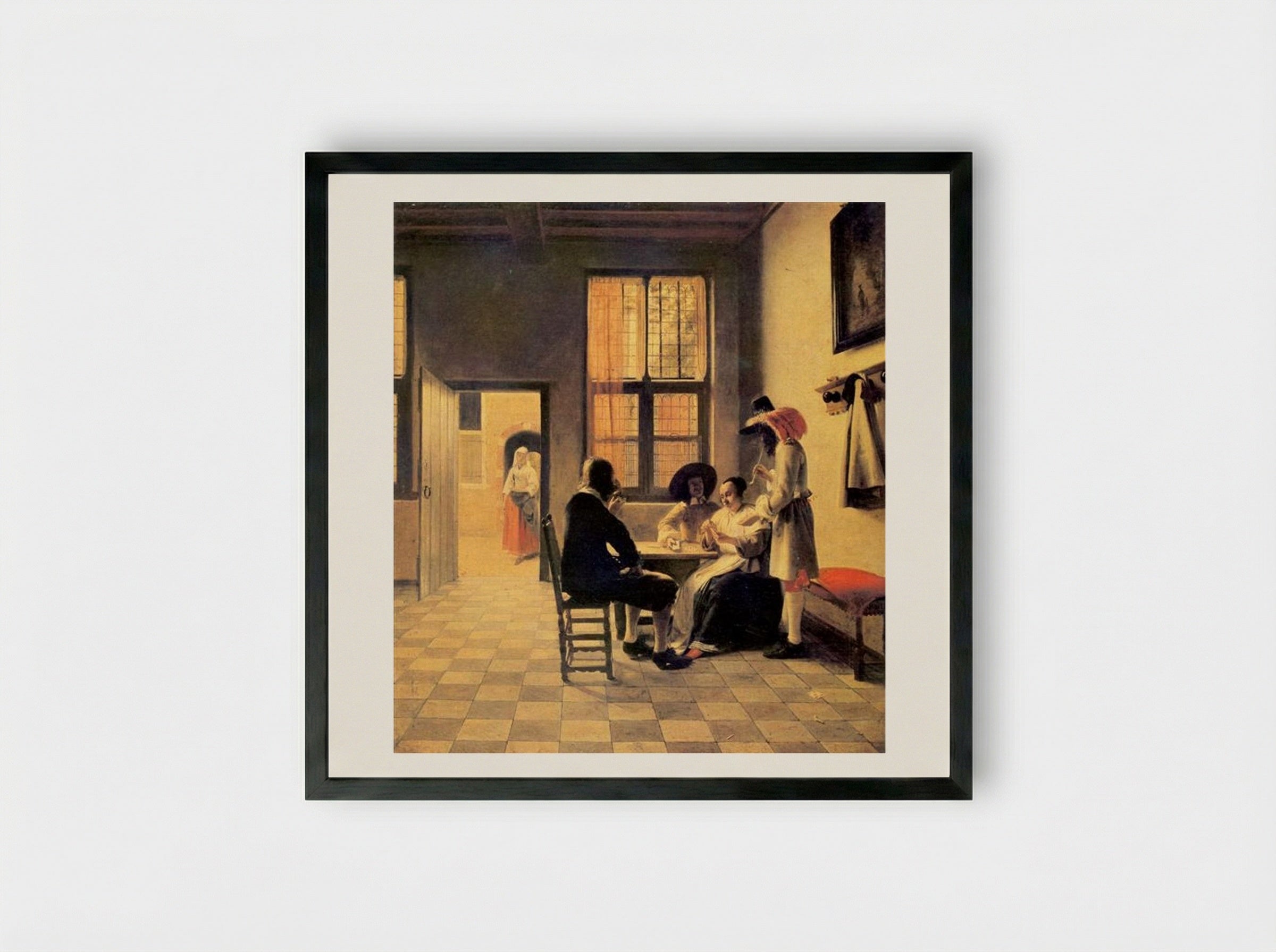 Cardplayers - Pieter de Hooch - Framed Print Black