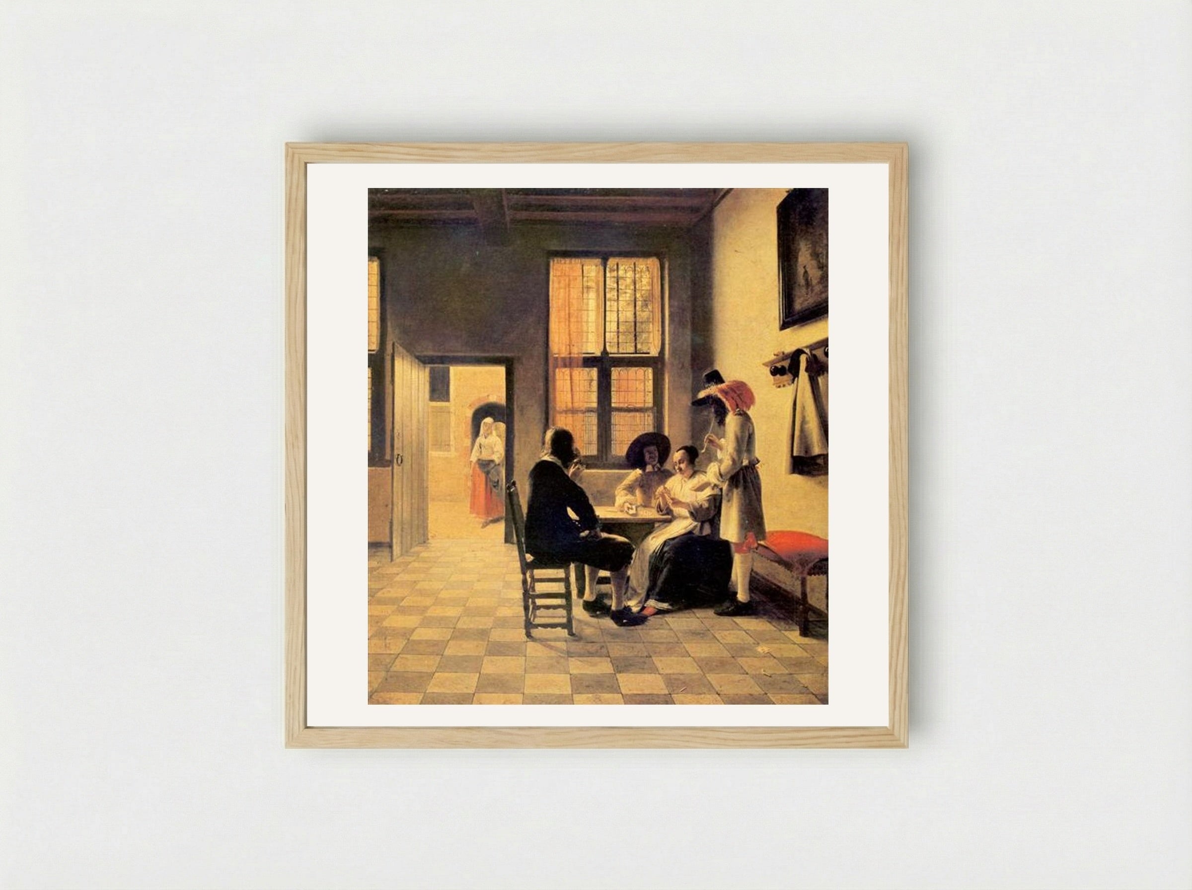 Cardplayers - Pieter de Hooch - Framed Print Wood