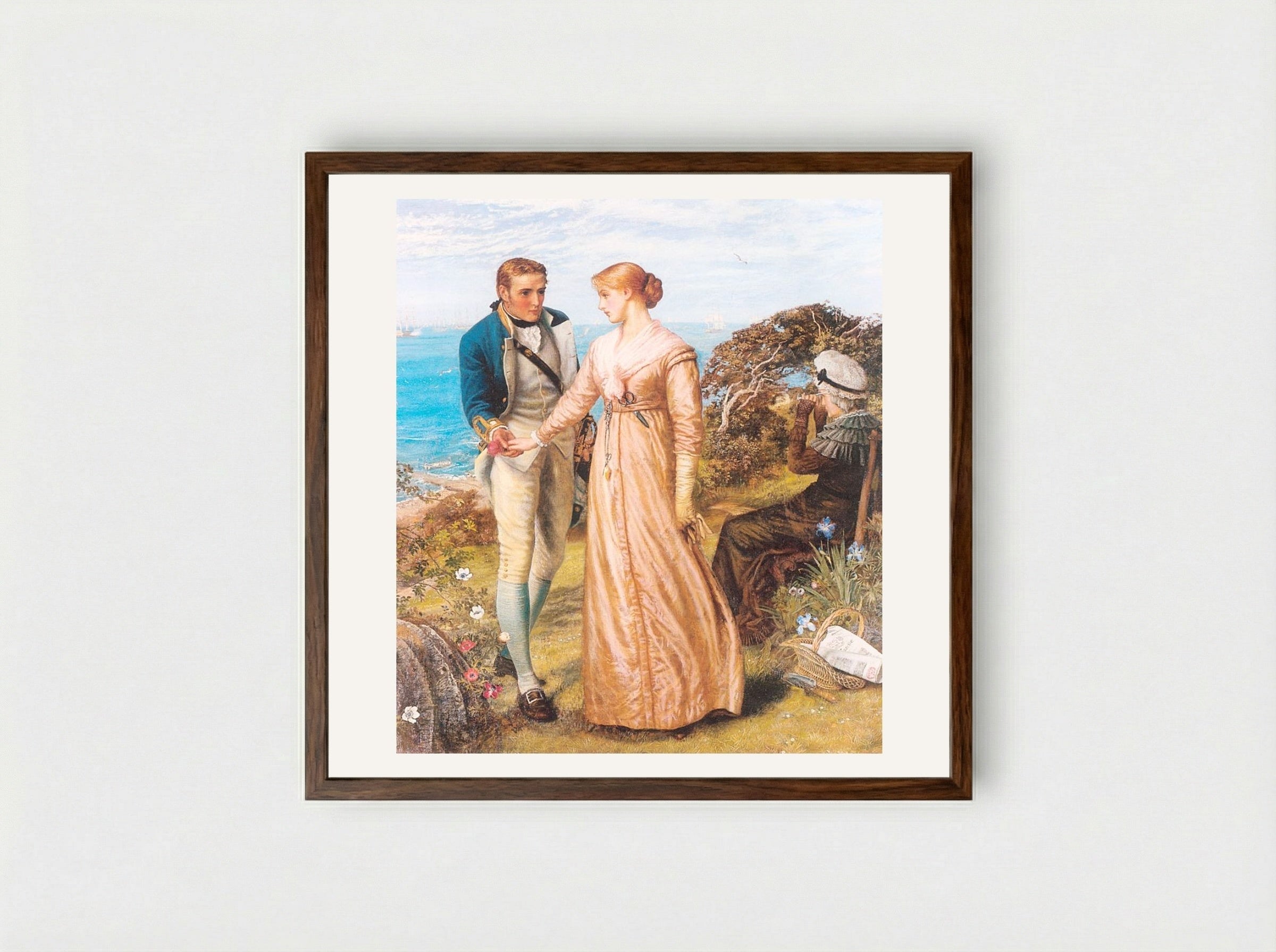 The Sailing Signal Gun - Arthur Hughes - Framed Print Dark Wood