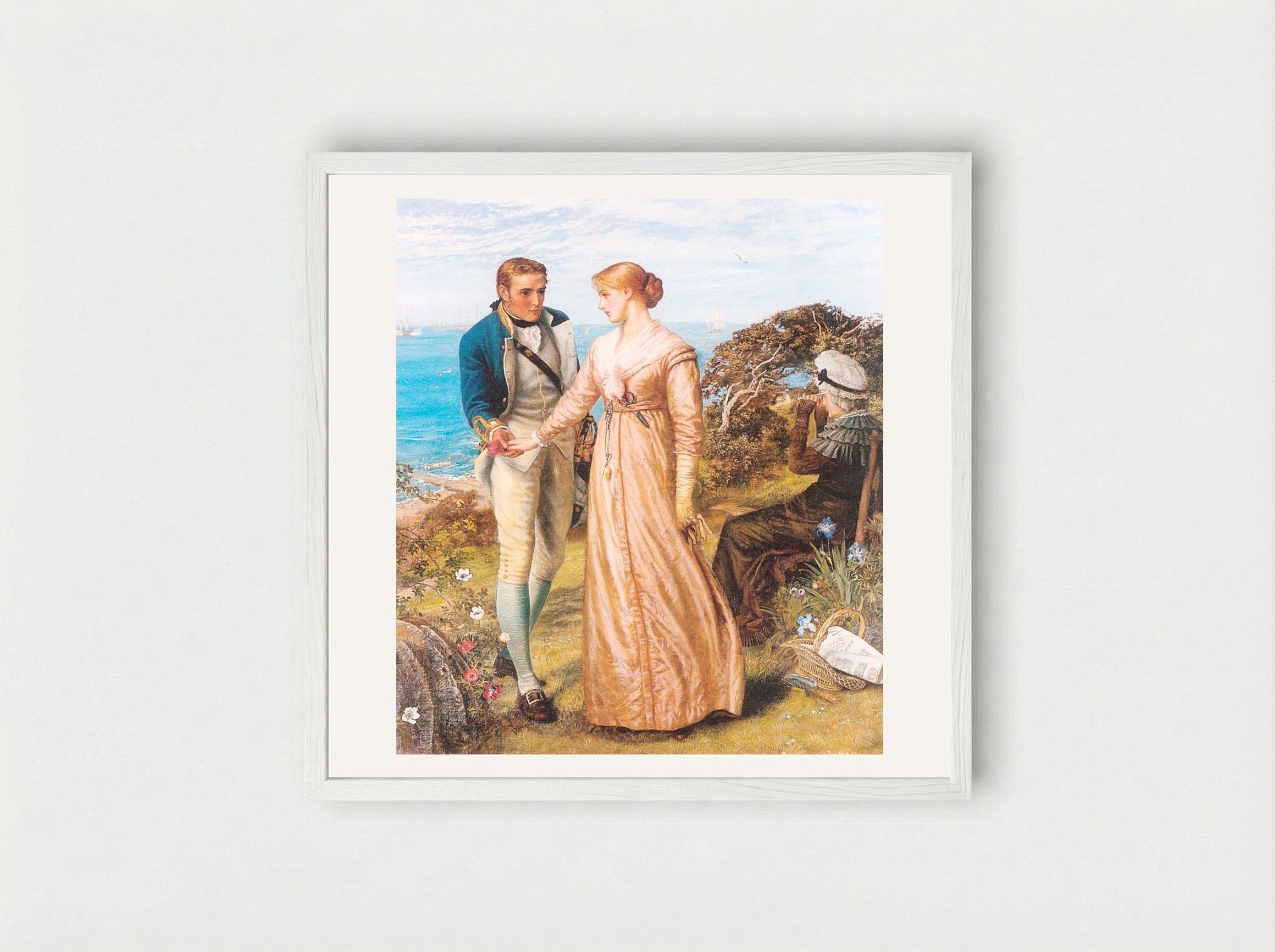 The Sailing Signal Gun - Arthur Hughes - Framed Print White