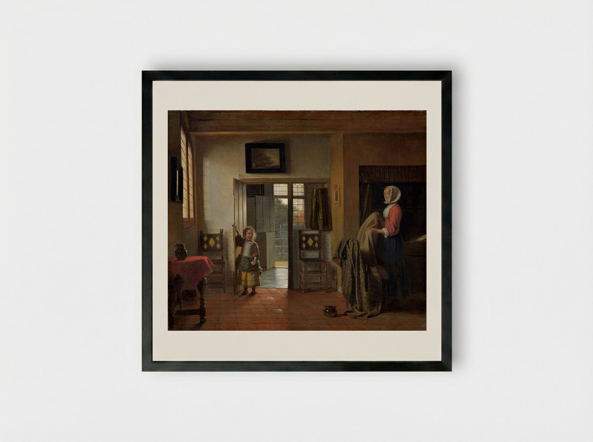 The Bedroom - Pieter de Hooch - Framed Print Black