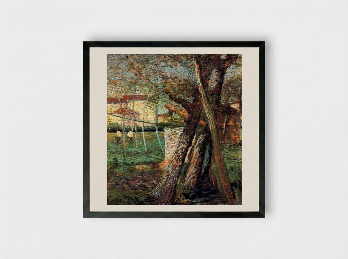 Countryside with Trees - Umberto Boccioni - Framed Print Black