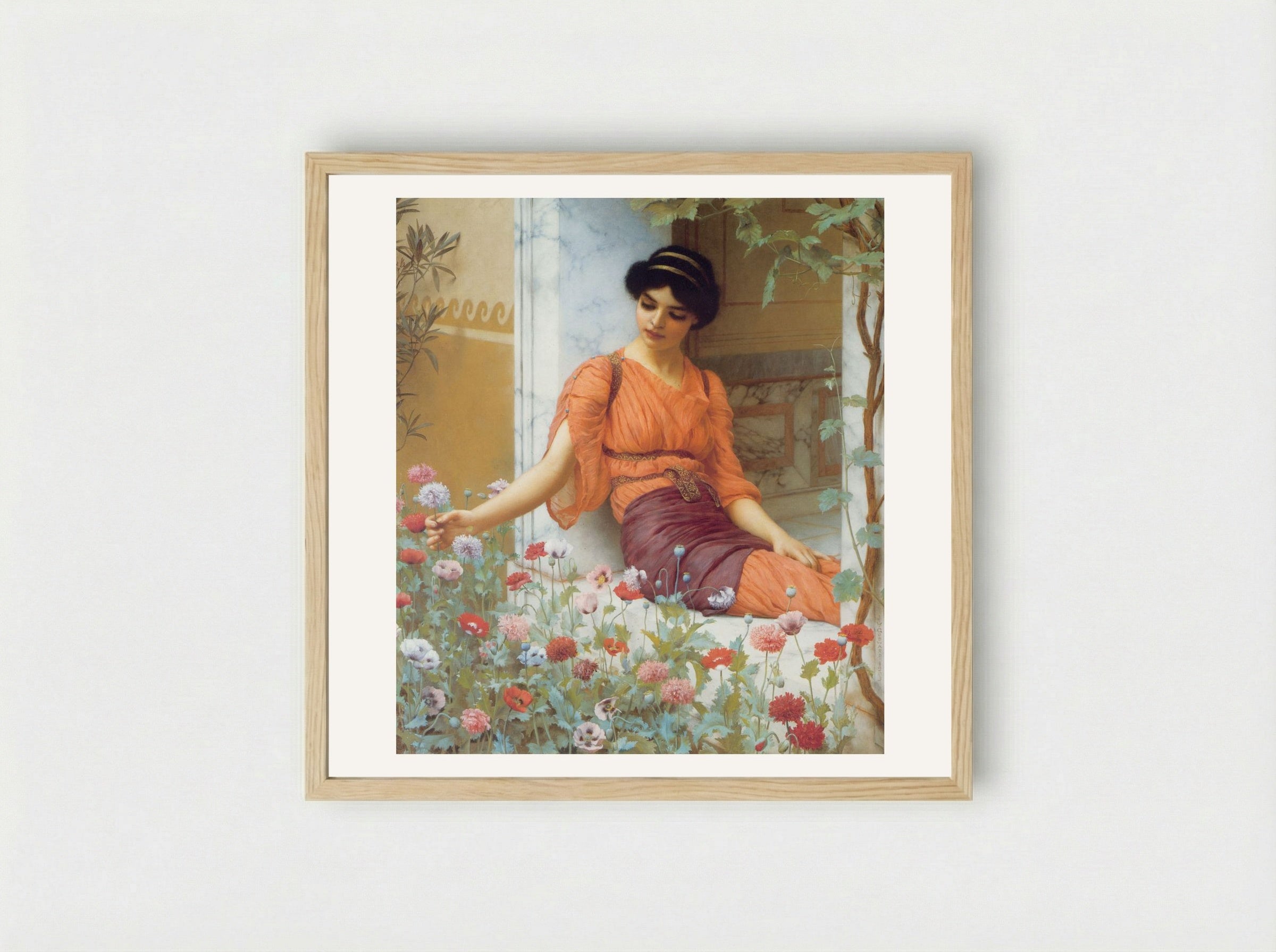 Summer Flowers - John William Godward - Framed Print Wood