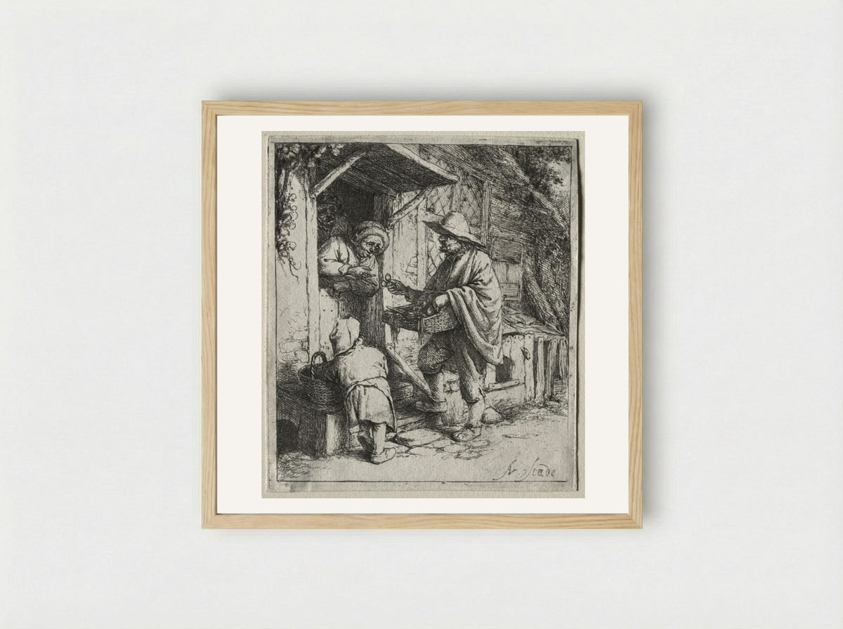 The Spectacle Seller - Adriaen van Ostade - Framed Print Wood
