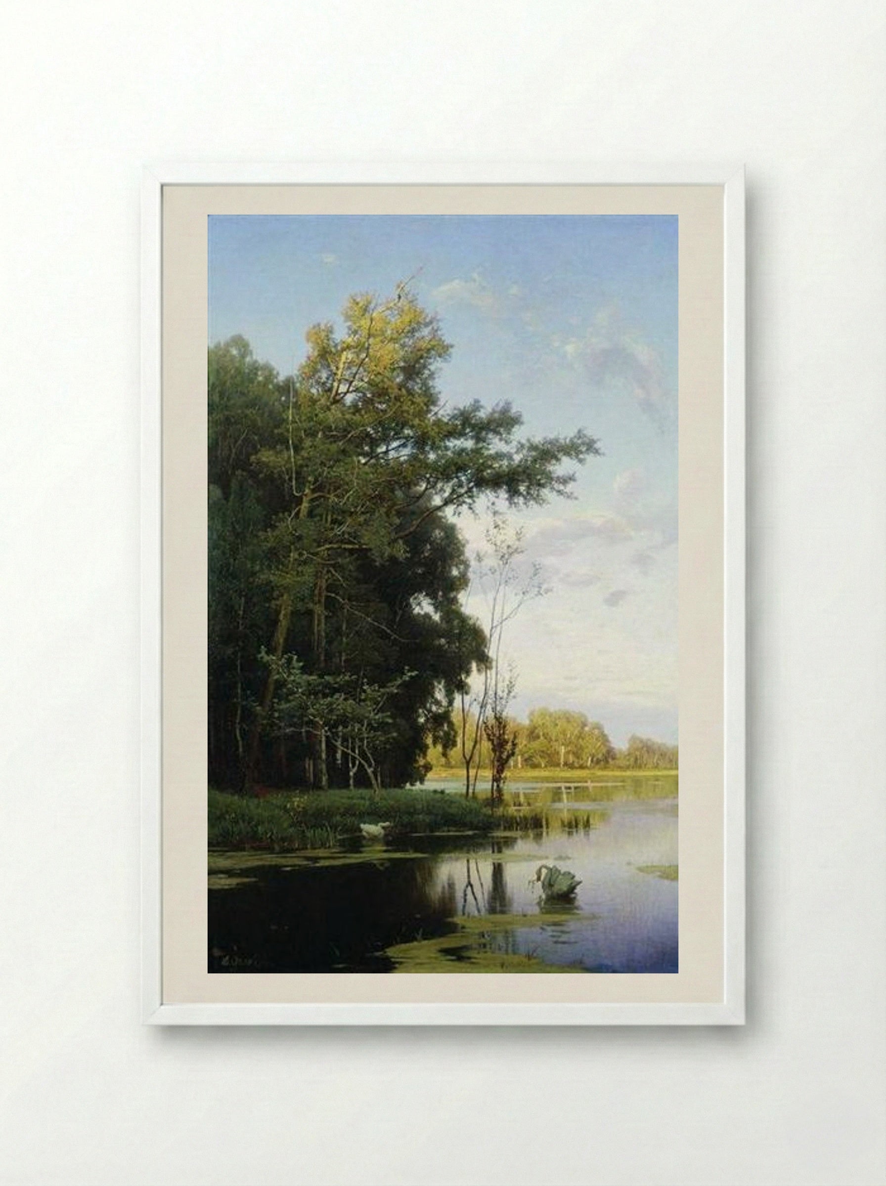 Lake in Gatchina Park - Volodymyr Orlovsky - Framed Print White