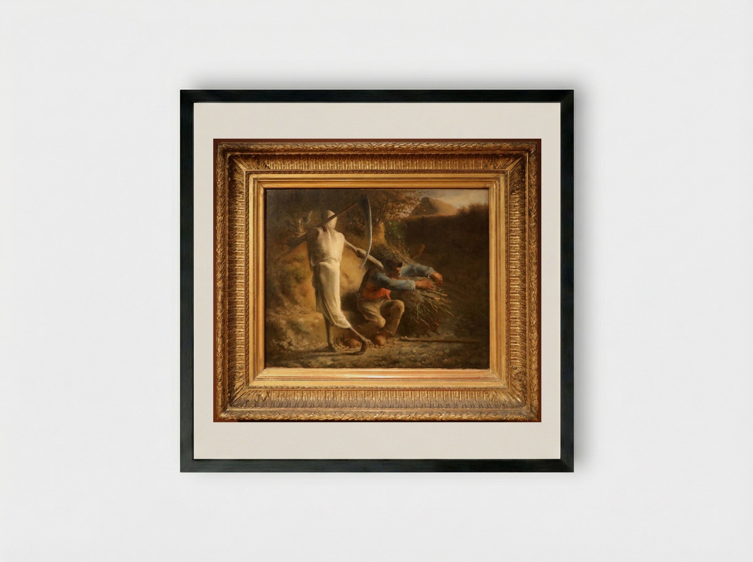 Death and the Woodcutter - Jean-François Millet - Framed Print Black