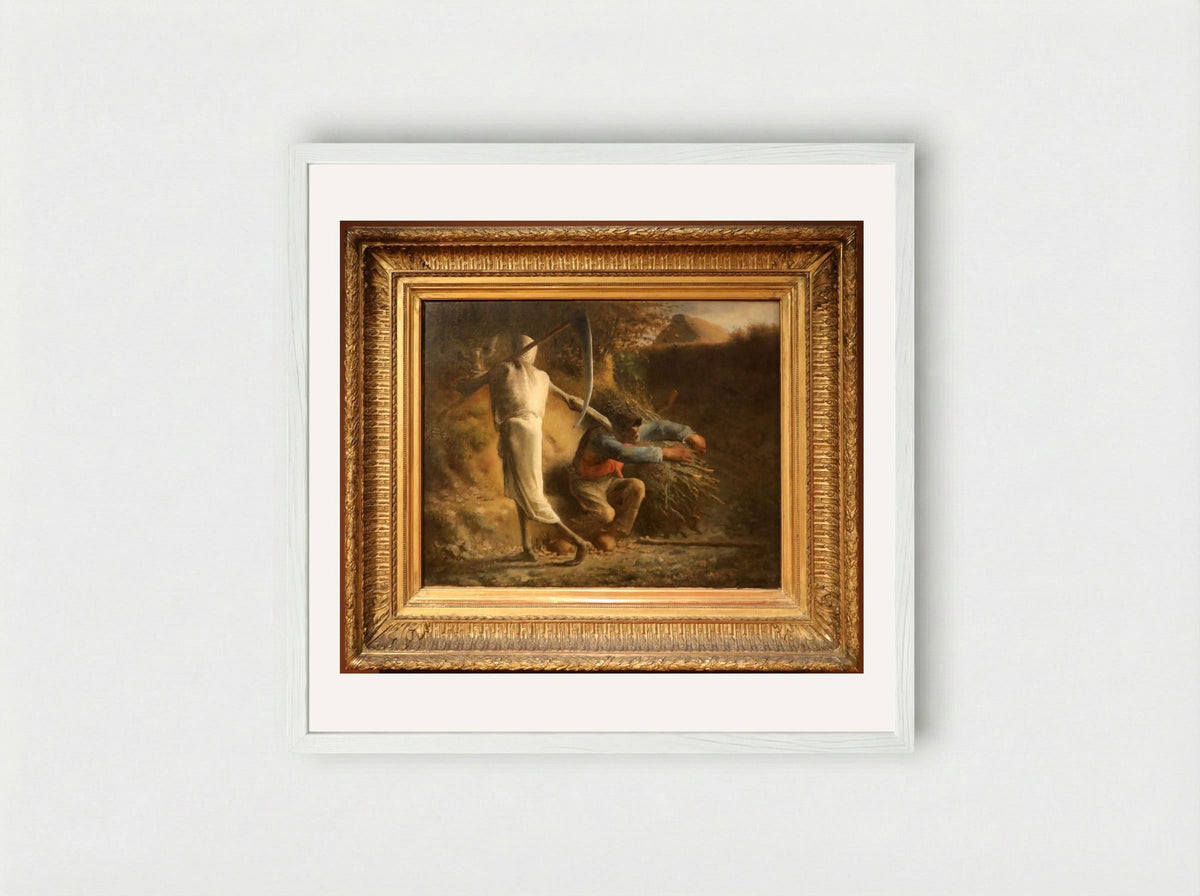 Death and the Woodcutter - Jean-François Millet - Framed Print White