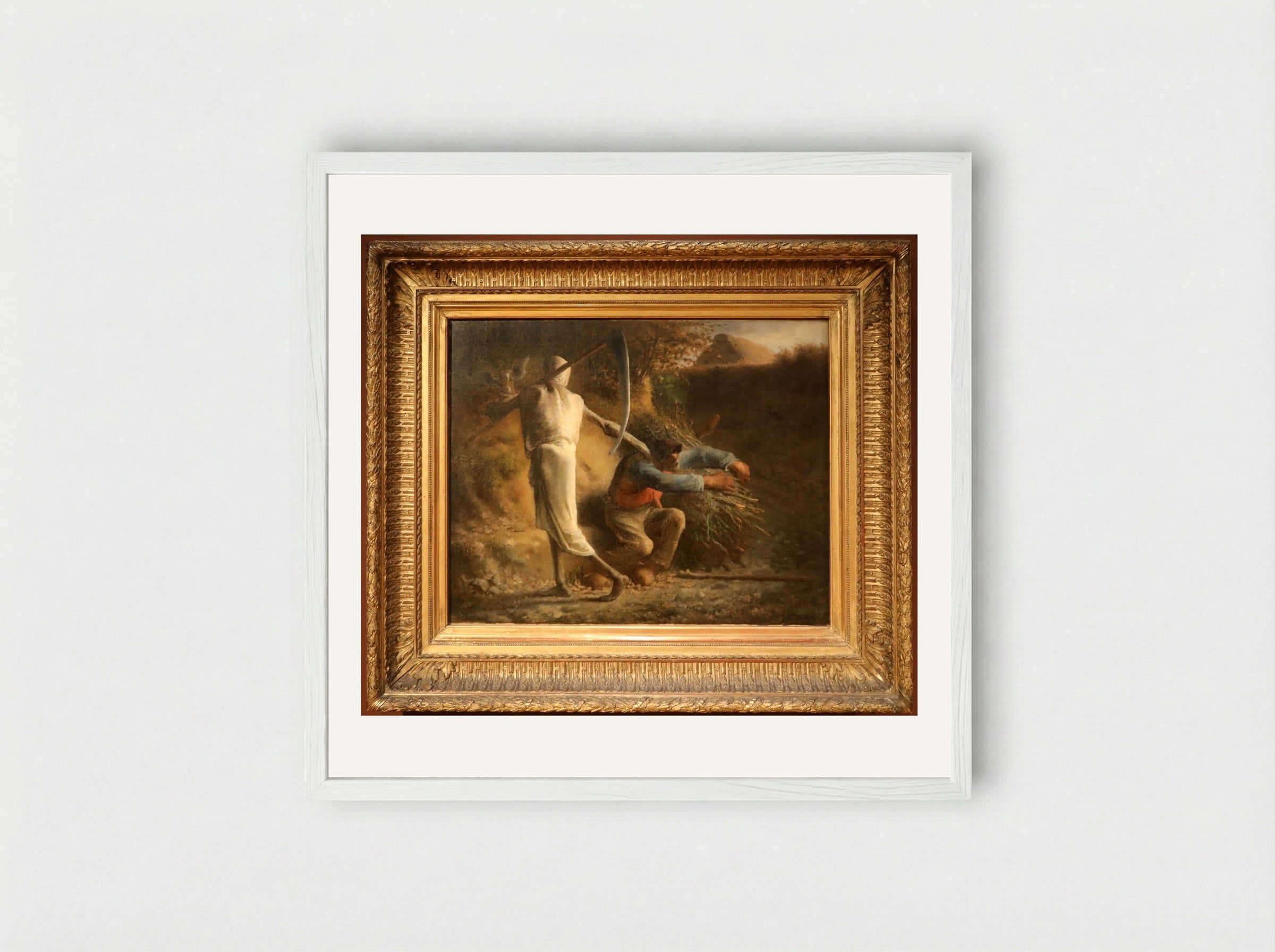 Death and the Woodcutter - Jean-François Millet - Framed Print White
