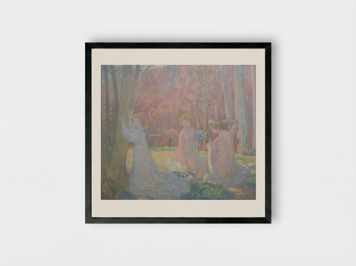 Figures In A Spring Landscape - Maurice Denis - Framed Print Black