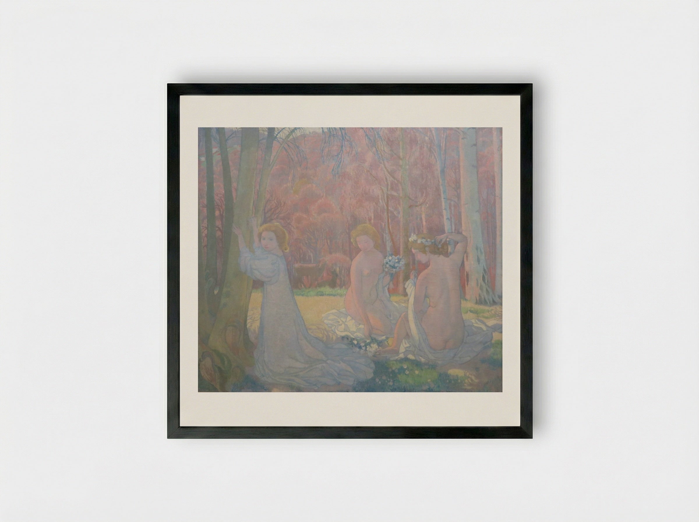 Figures In A Spring Landscape - Maurice Denis - Framed Print Black