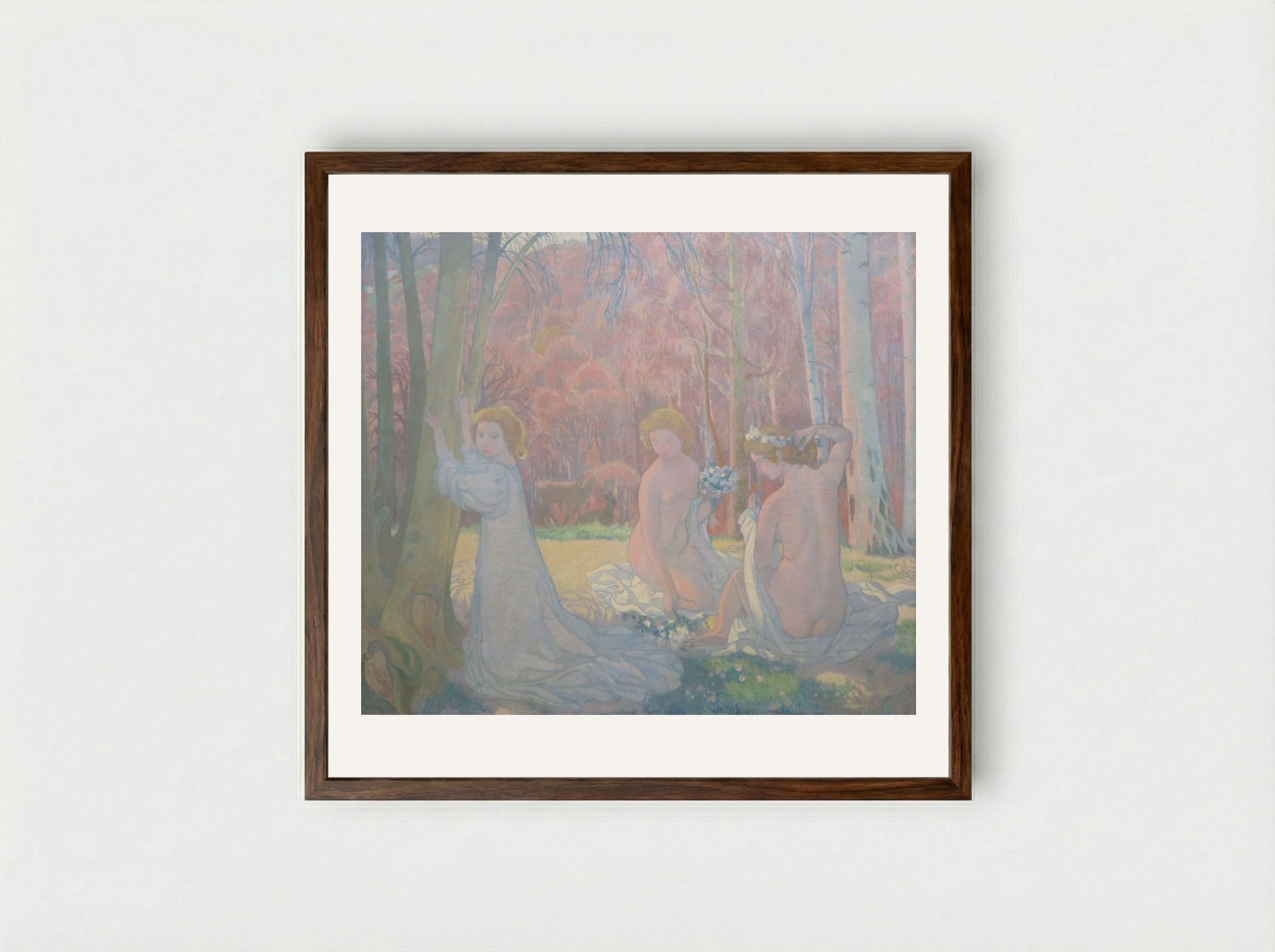 Figures In A Spring Landscape - Maurice Denis - Framed Print Dark Wood