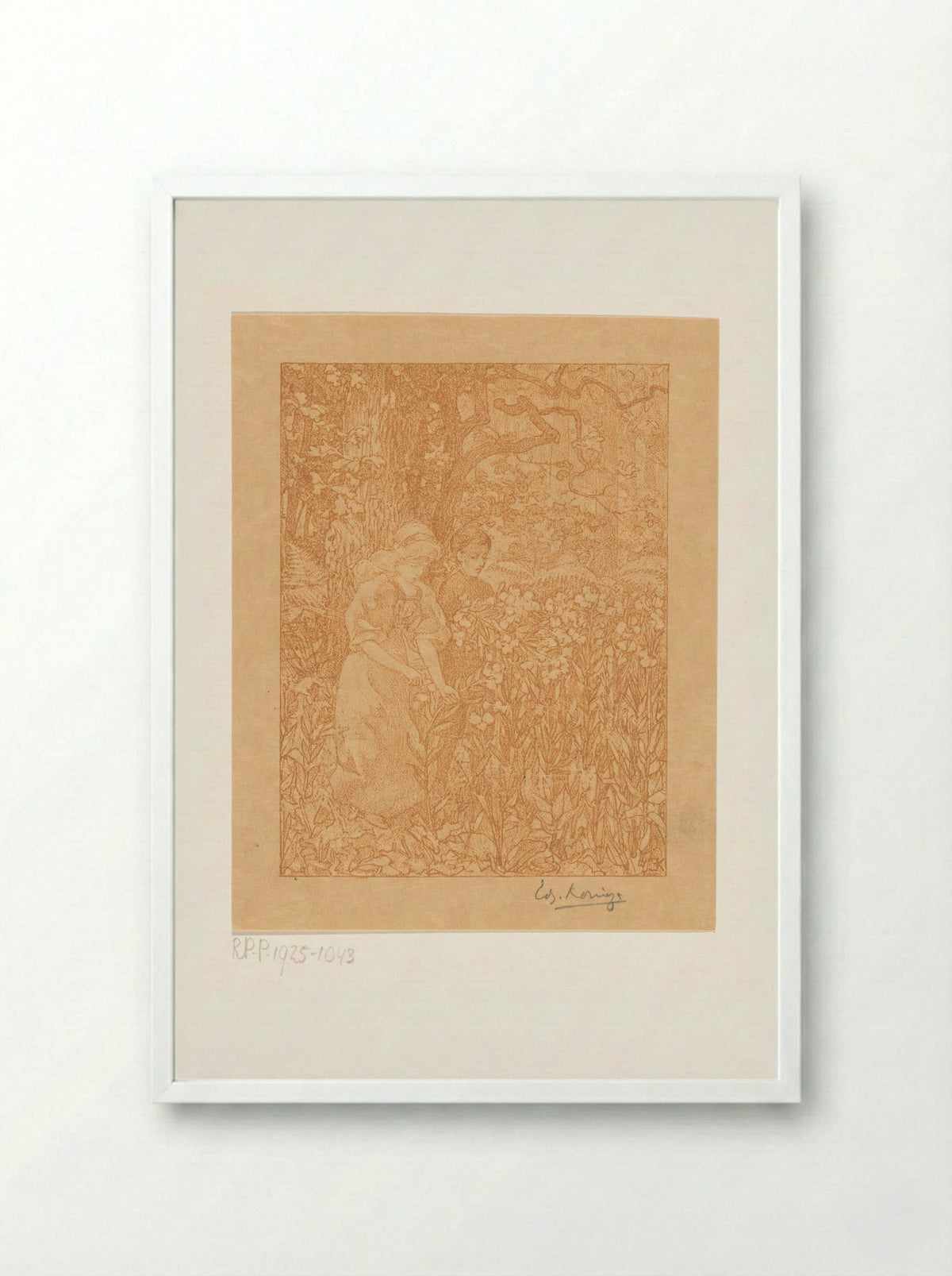 Johannes en Robinetta in een veld met bloemen - Edzard Koning - Framed Print White