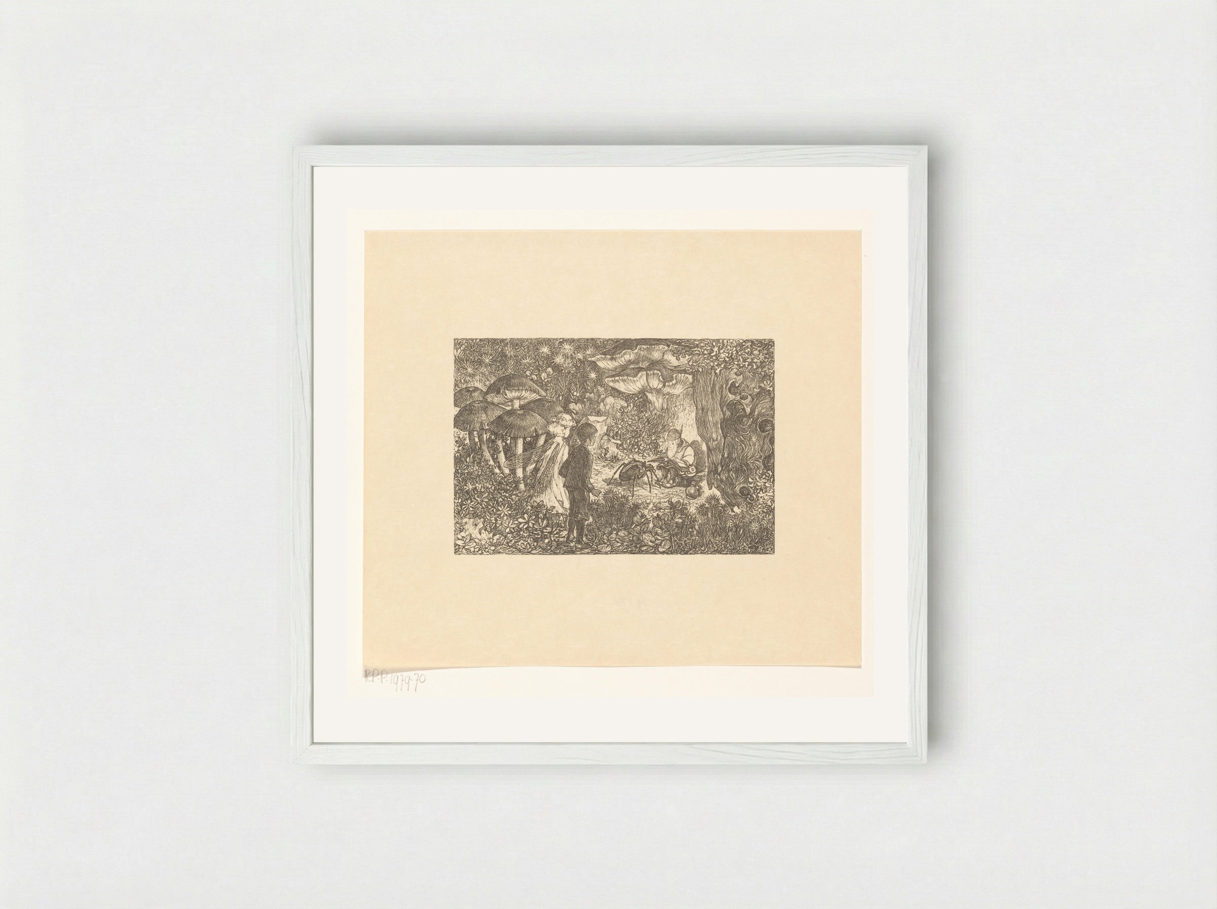 Johannes en Windekind op bezoek bij de kabouter Wistik - Edzard Koning - Framed Print White